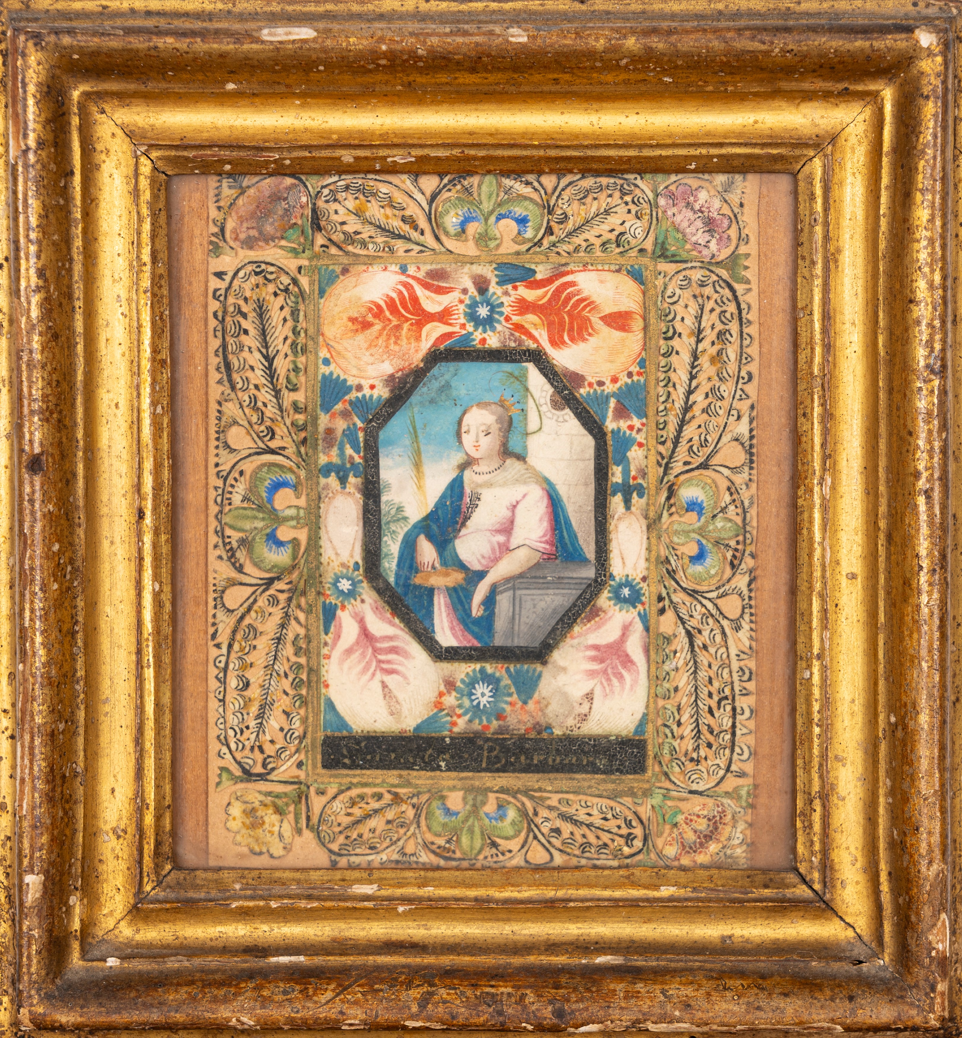 Santa Barbara, miniatura su carta, XVII secolo