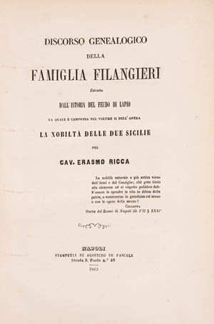 Casa Filangieri. Antico manoscritto sulla famiglia Filangieri