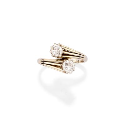 Anello con diamanti, oro bianco 18k