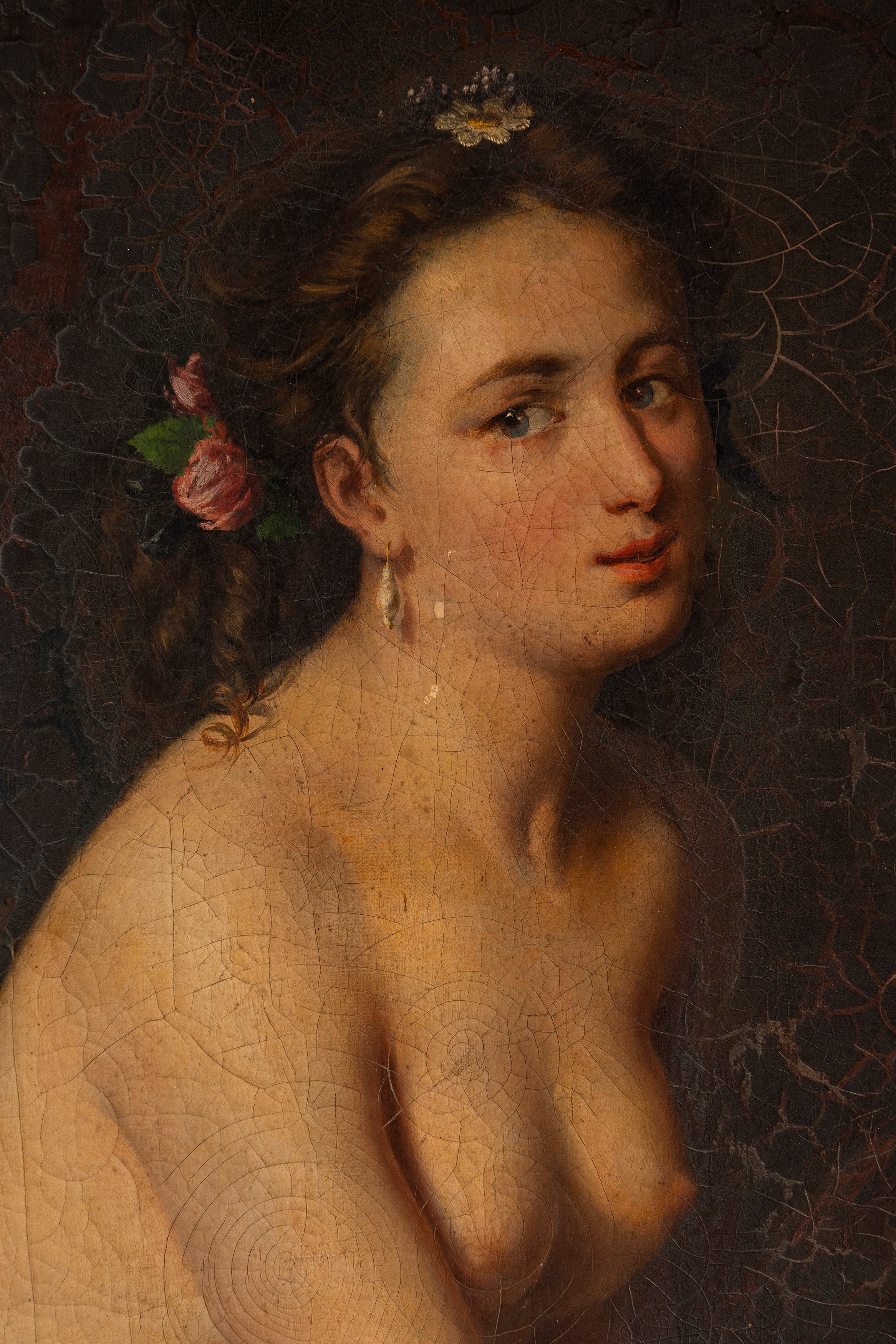 Scuola Italiana del XIX Secolo - Autore sconosciuto, Olimpia abbandonata da Bireno, olio su tela