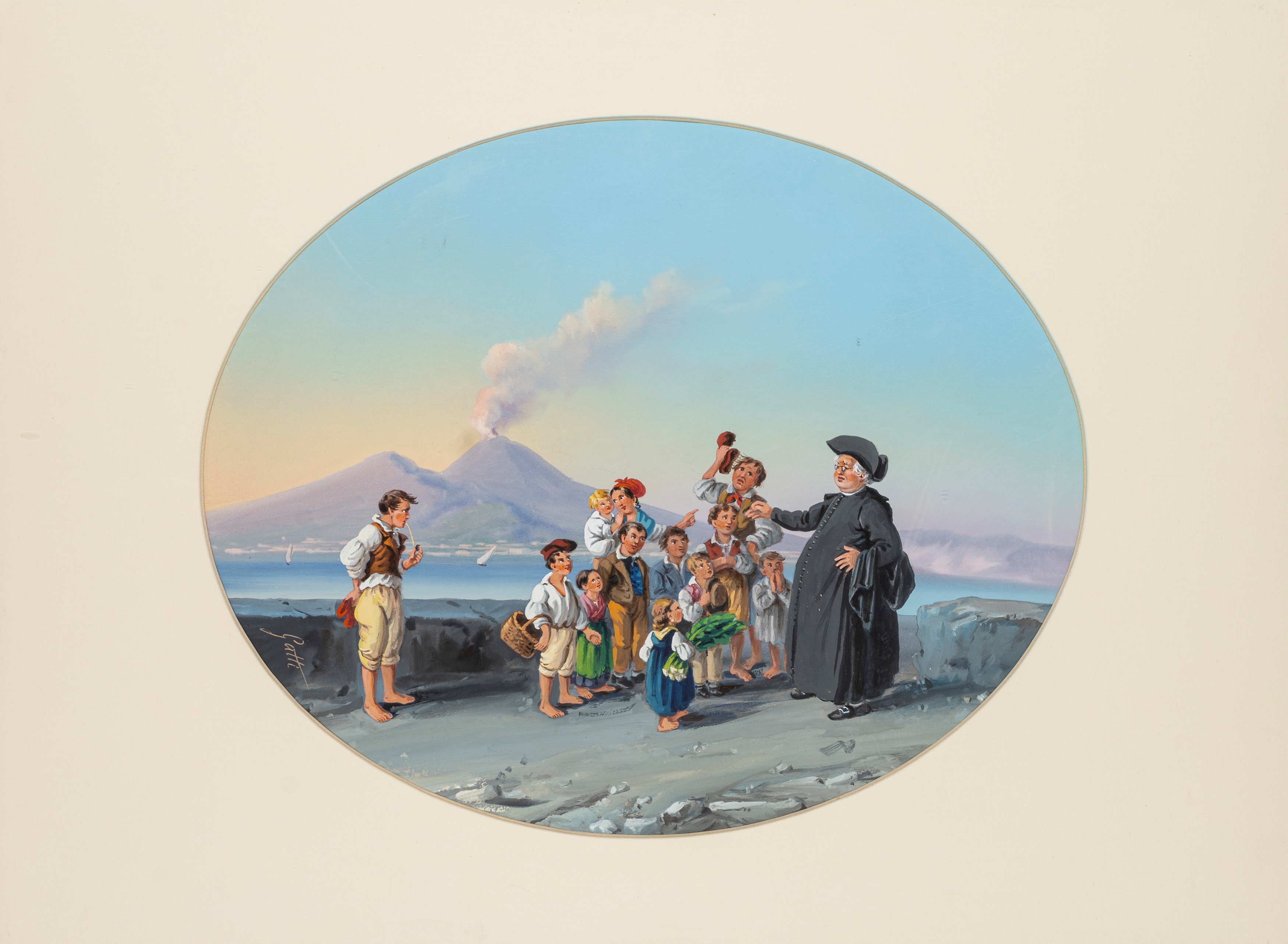 Scuola Napoletana, Fine del XIX Secolo - Inizi del XX Secolo - Scuola napoletana, Due gouaches su...