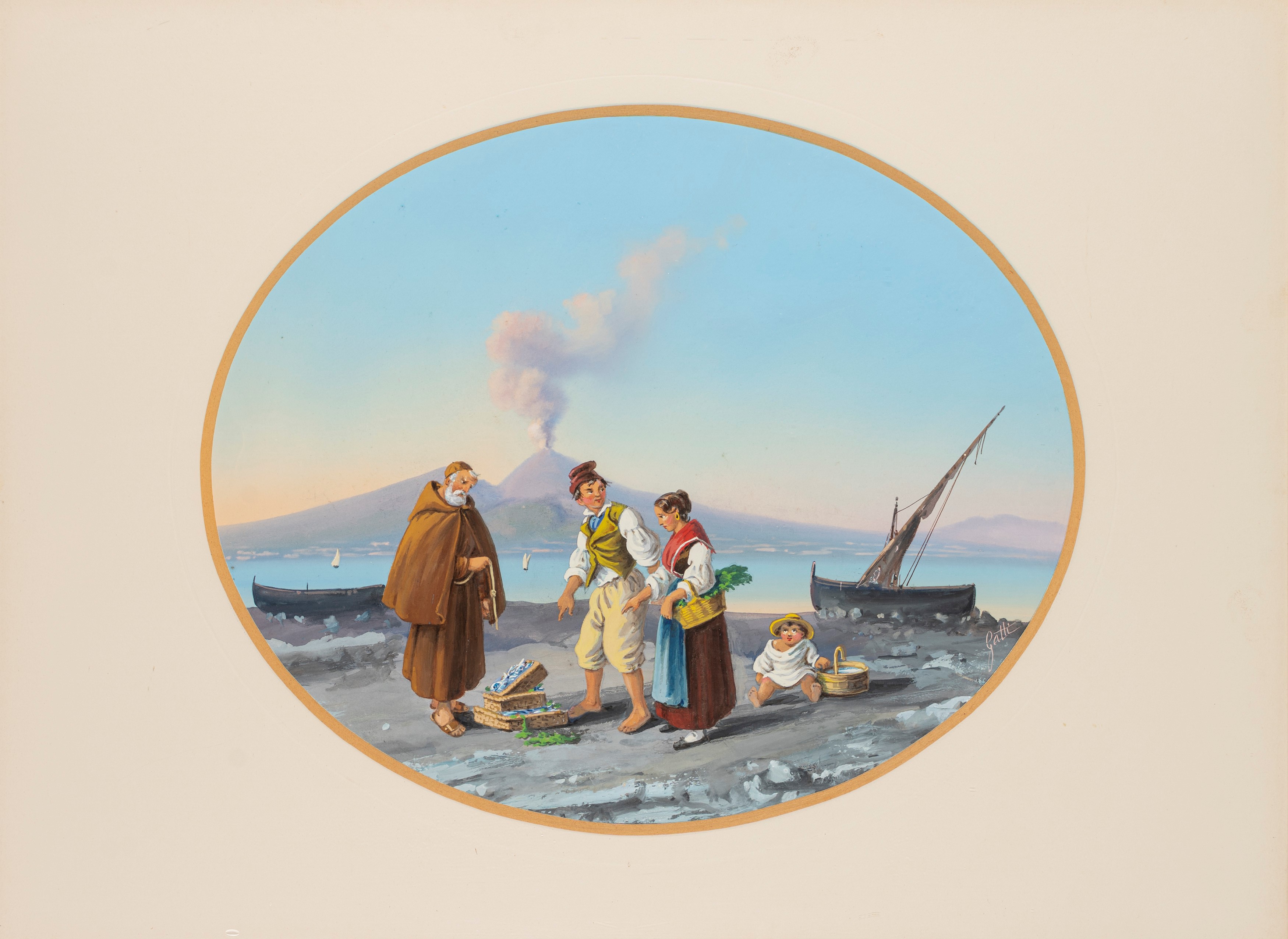 Scuola Napoletana, Fine del XIX Secolo - Inizi del XX Secolo - Scuola napoletana, Due gouaches su...