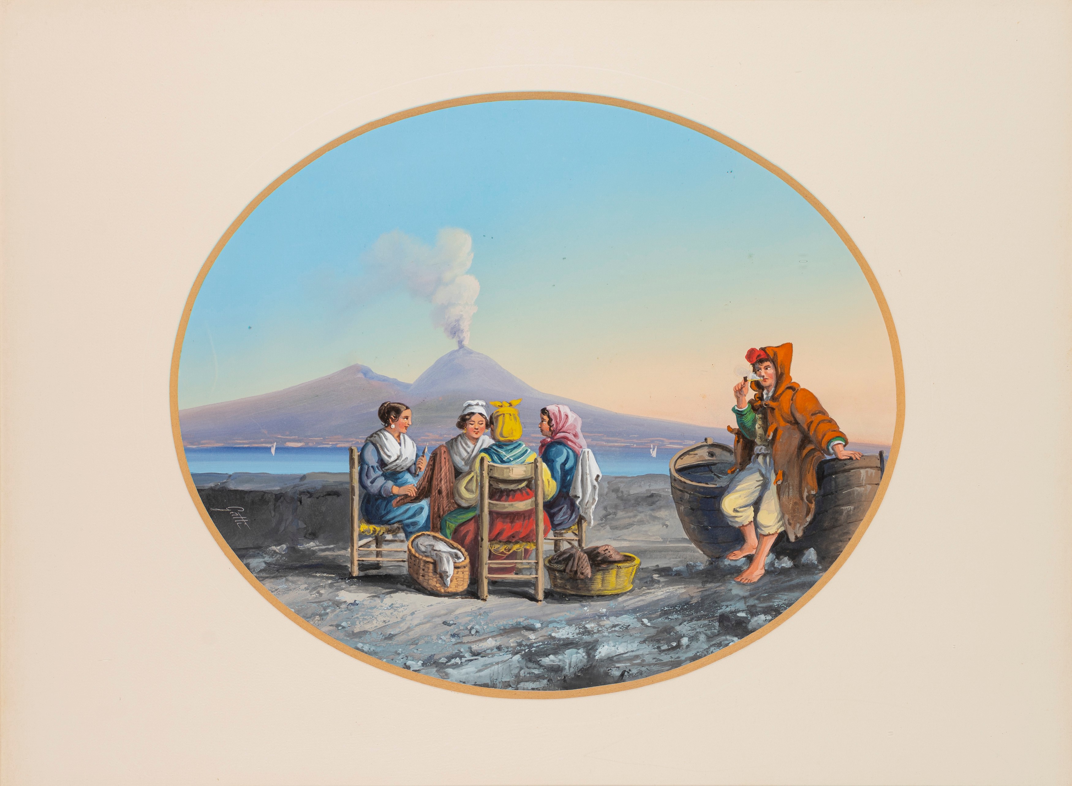 Scuola Napoletana, Fine del XIX Secolo - Inizi del XX Secolo - Scuola napoletana, Due gouaches su...