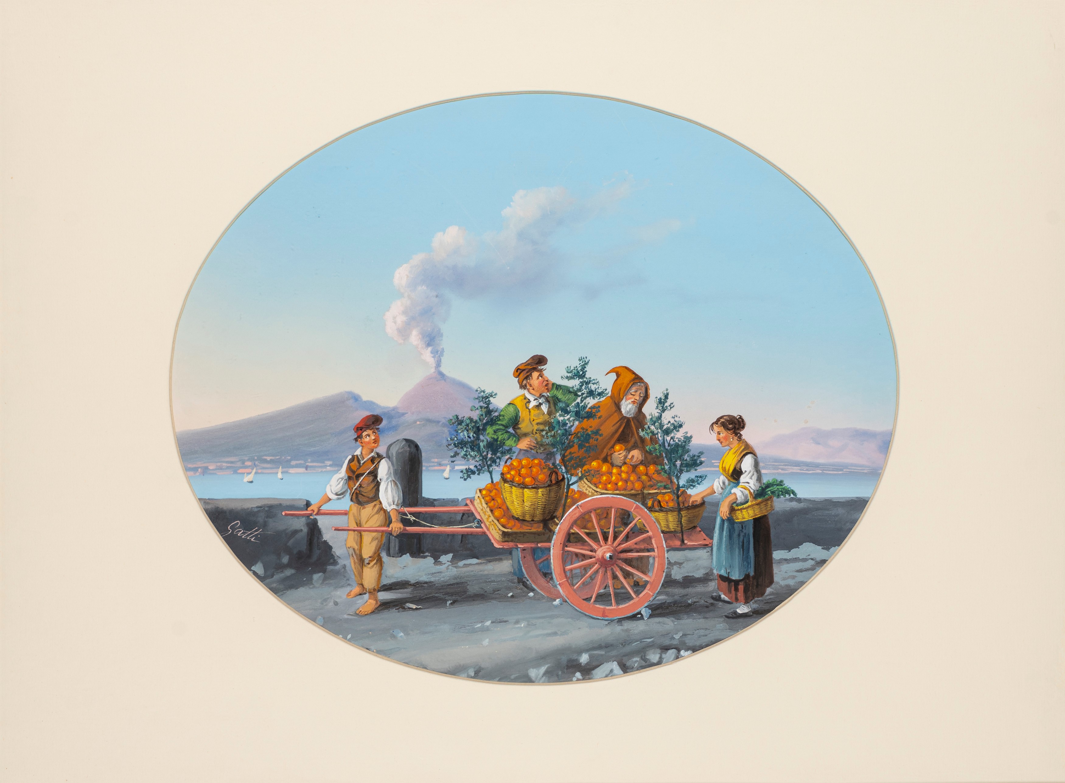 Scuola Napoletana, Fine del XIX Secolo - Inizi del XX Secolo - Scuola napoletana, Due gouaches su...