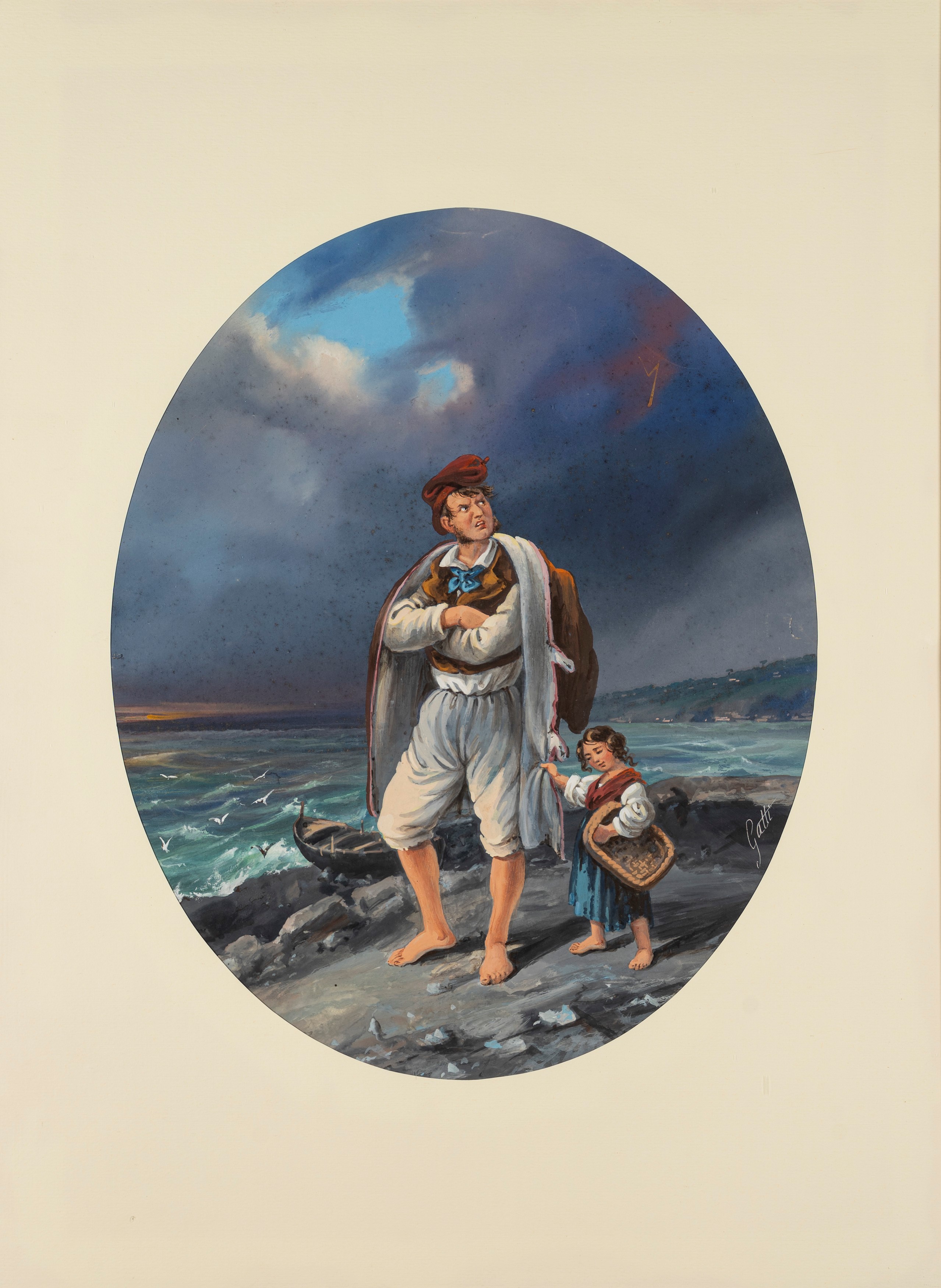 Scuola Napoletana, Fine del XIX Secolo - Inizi del XX Secolo - Scuola napoletana, Tre gouaches su...