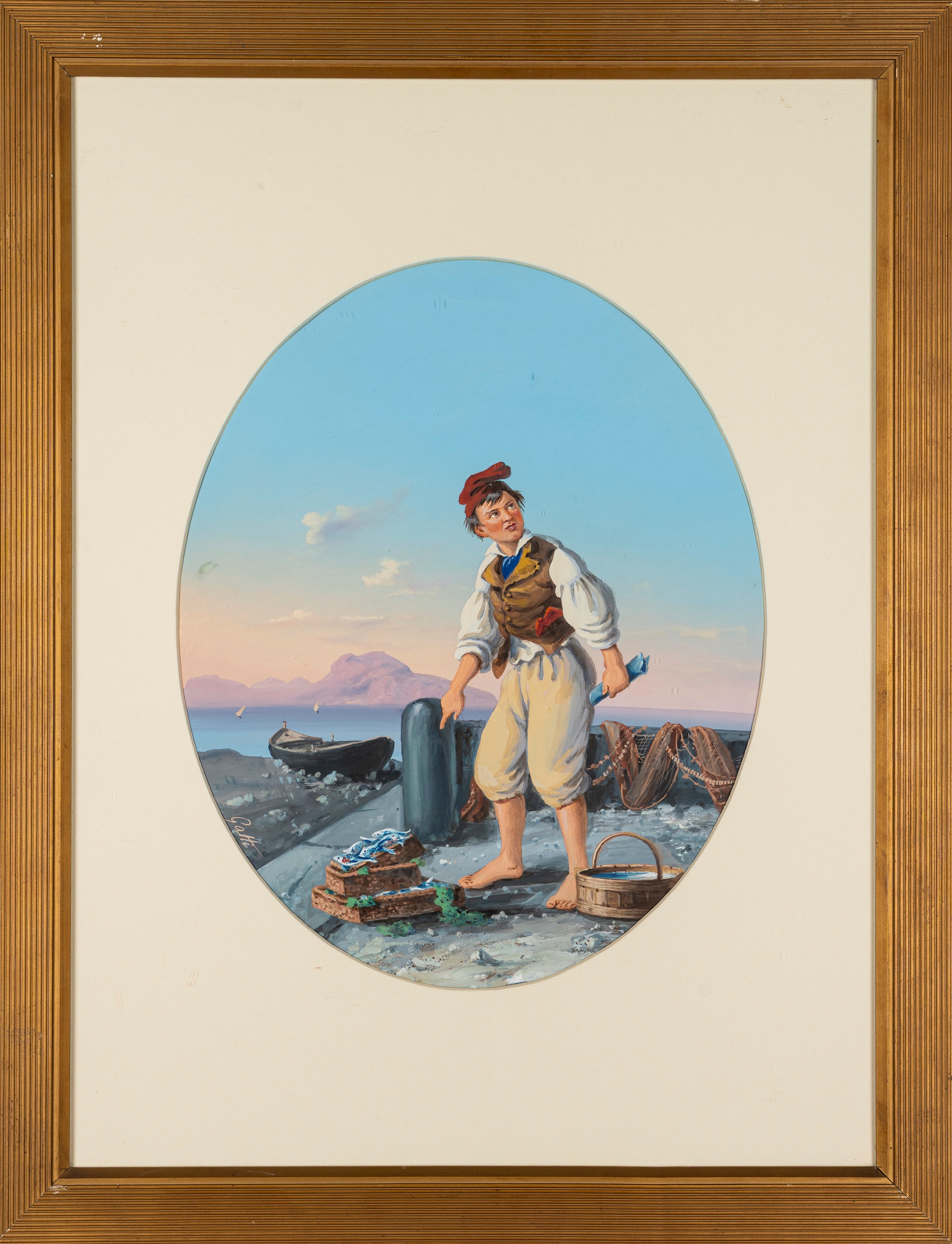 Scuola Napoletana, Fine del XIX Secolo - Inizi del XX Secolo - Scuola napoletana, Tre gouaches su...