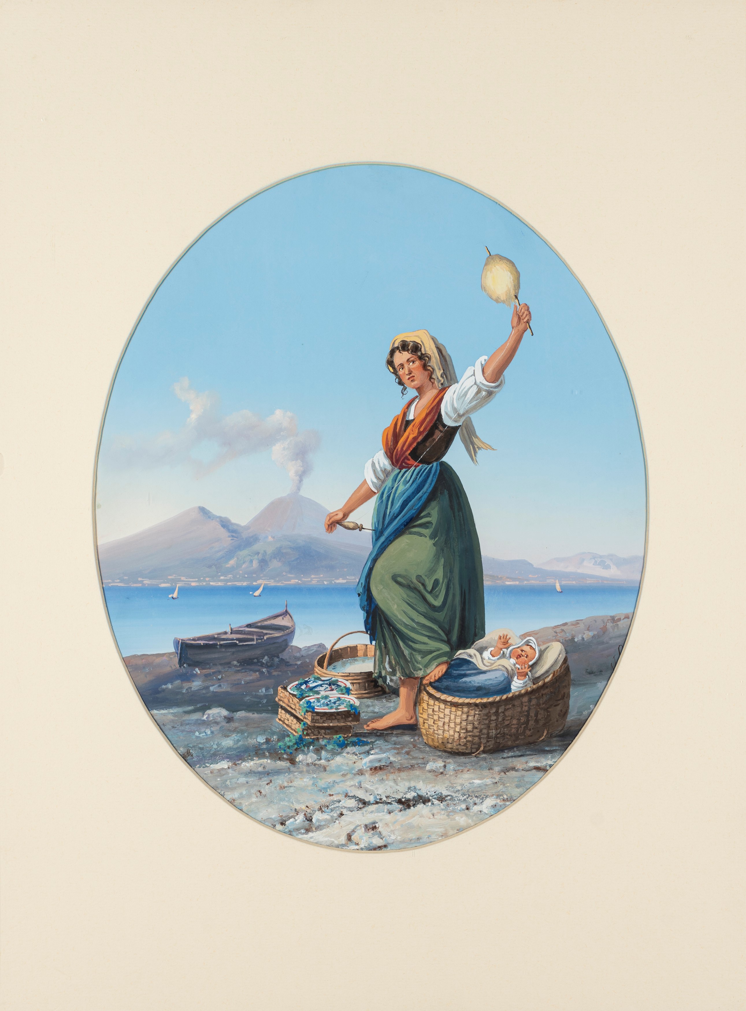 Scuola Napoletana, Fine del XIX Secolo - Inizi del XX Secolo - Scuola napoletana, Tre gouaches su...