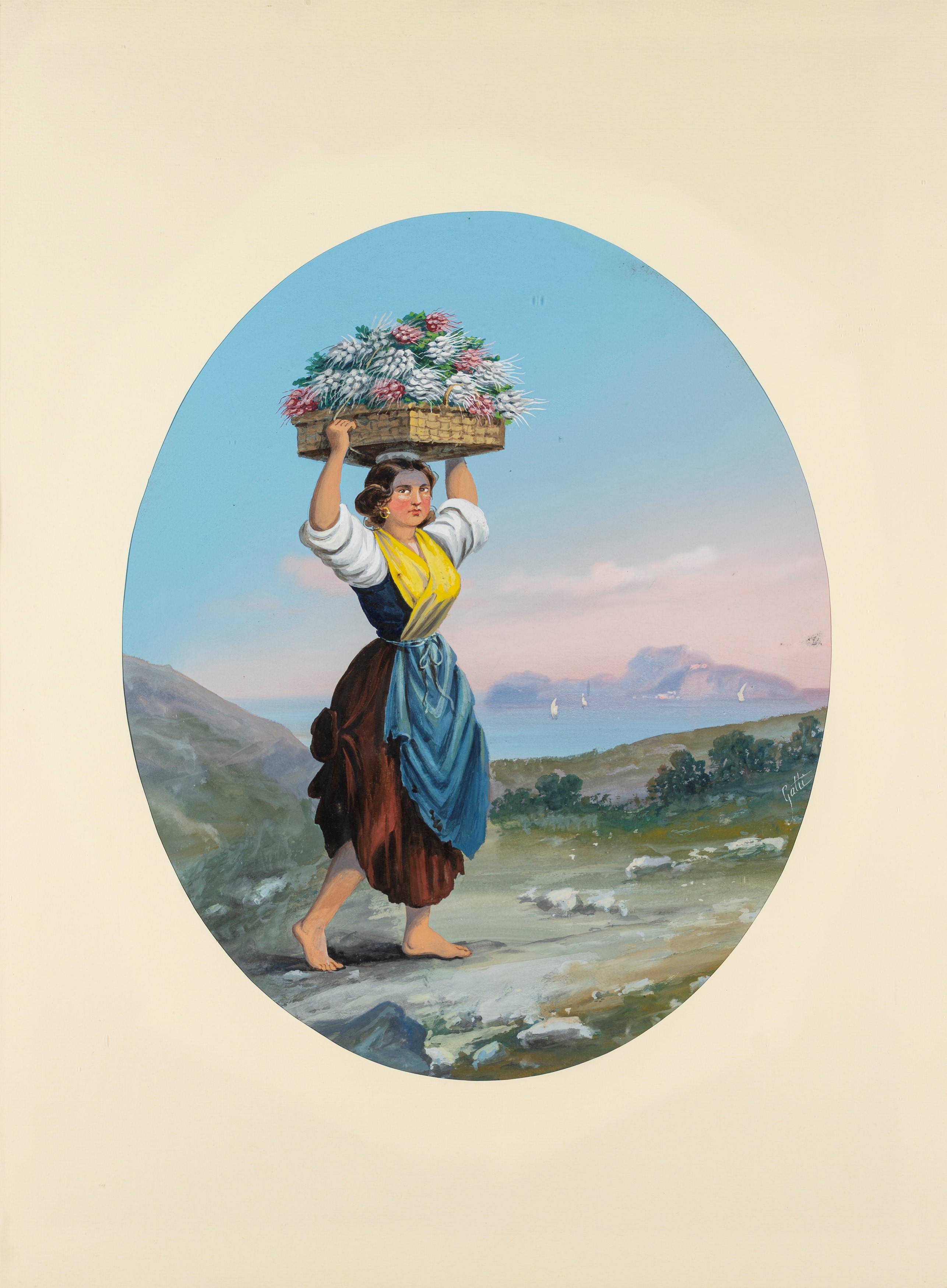 Scuola Napoletana, Fine del XIX Secolo - Inizi del XX Secolo - Scuola napoletana, Tre gouaches su...