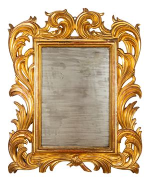Specchiera in legno intagliato e dorato, secolo XIX