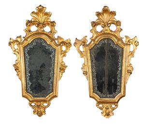 Coppia di specchierine a ventola, secolo XIX