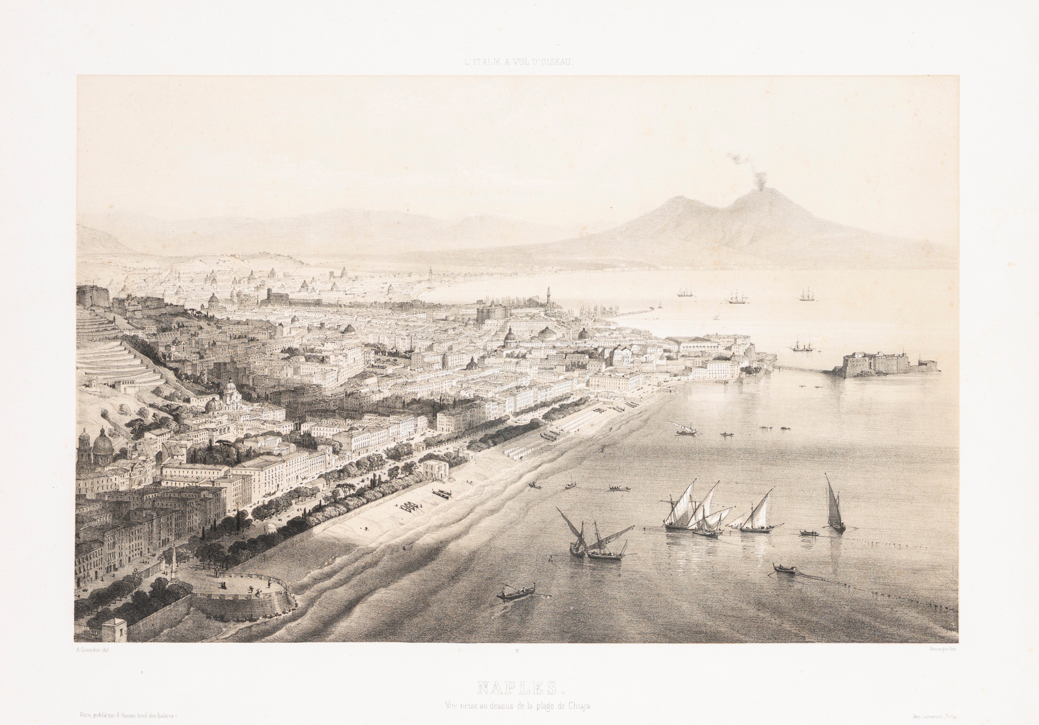 Alfred Guesdon - L'Italie à vol d'oiseau: Vedute di Napoli, litografie
