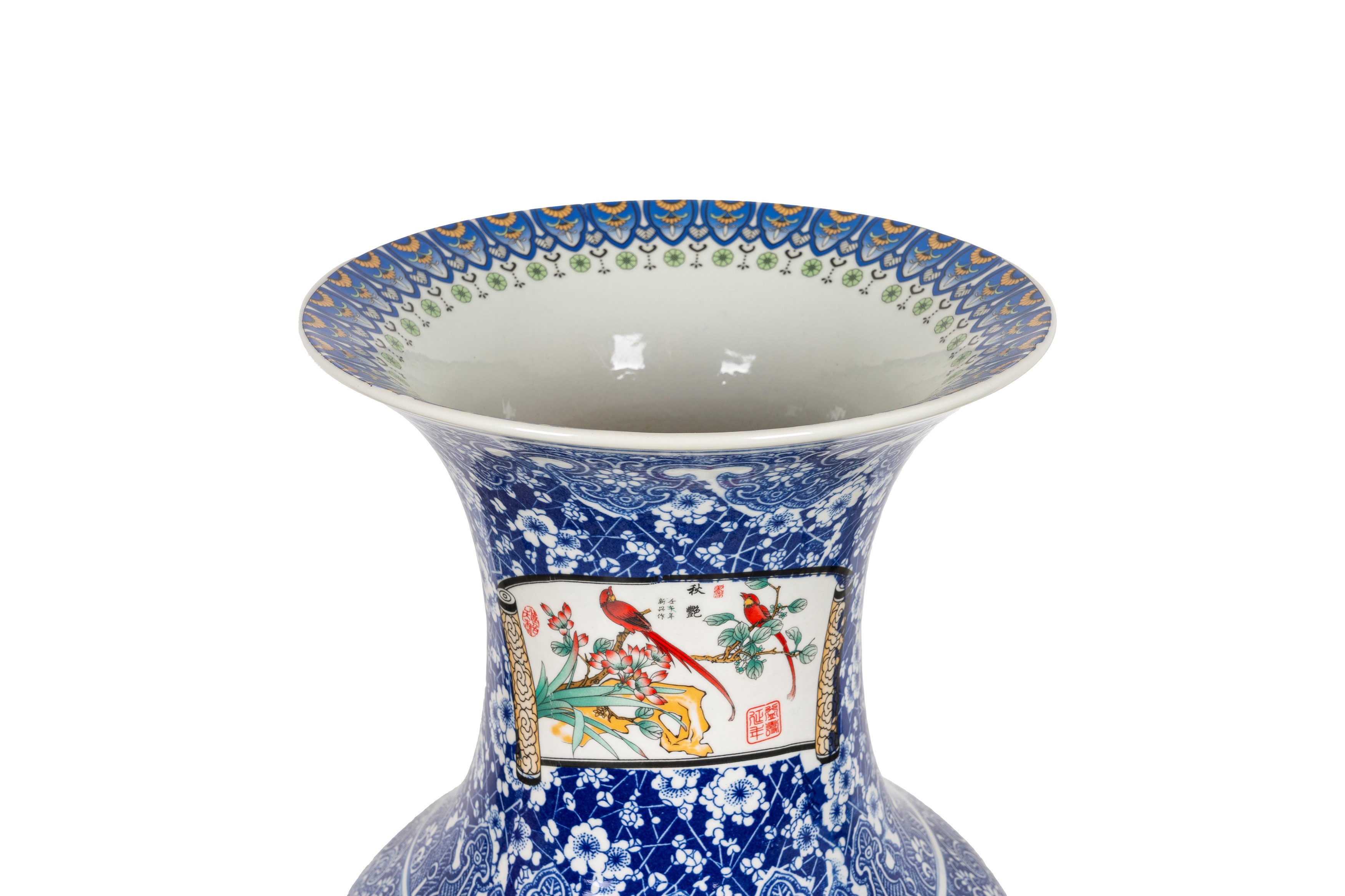 Grande vaso in porcellana policroma, Cina, secolo XX