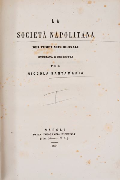 La società Napolitana dei tempi viceregnali, 1861