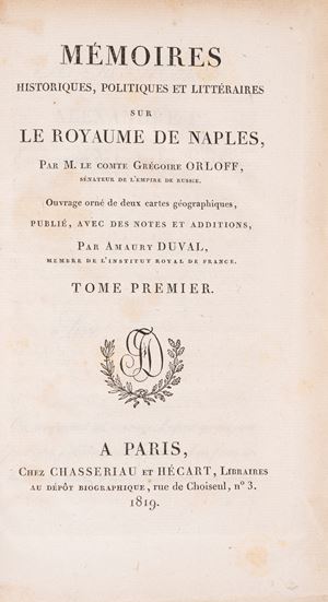 M&eacute;moires historiques, politiques et litt&eacute;rarires sur le Royaume de Naples