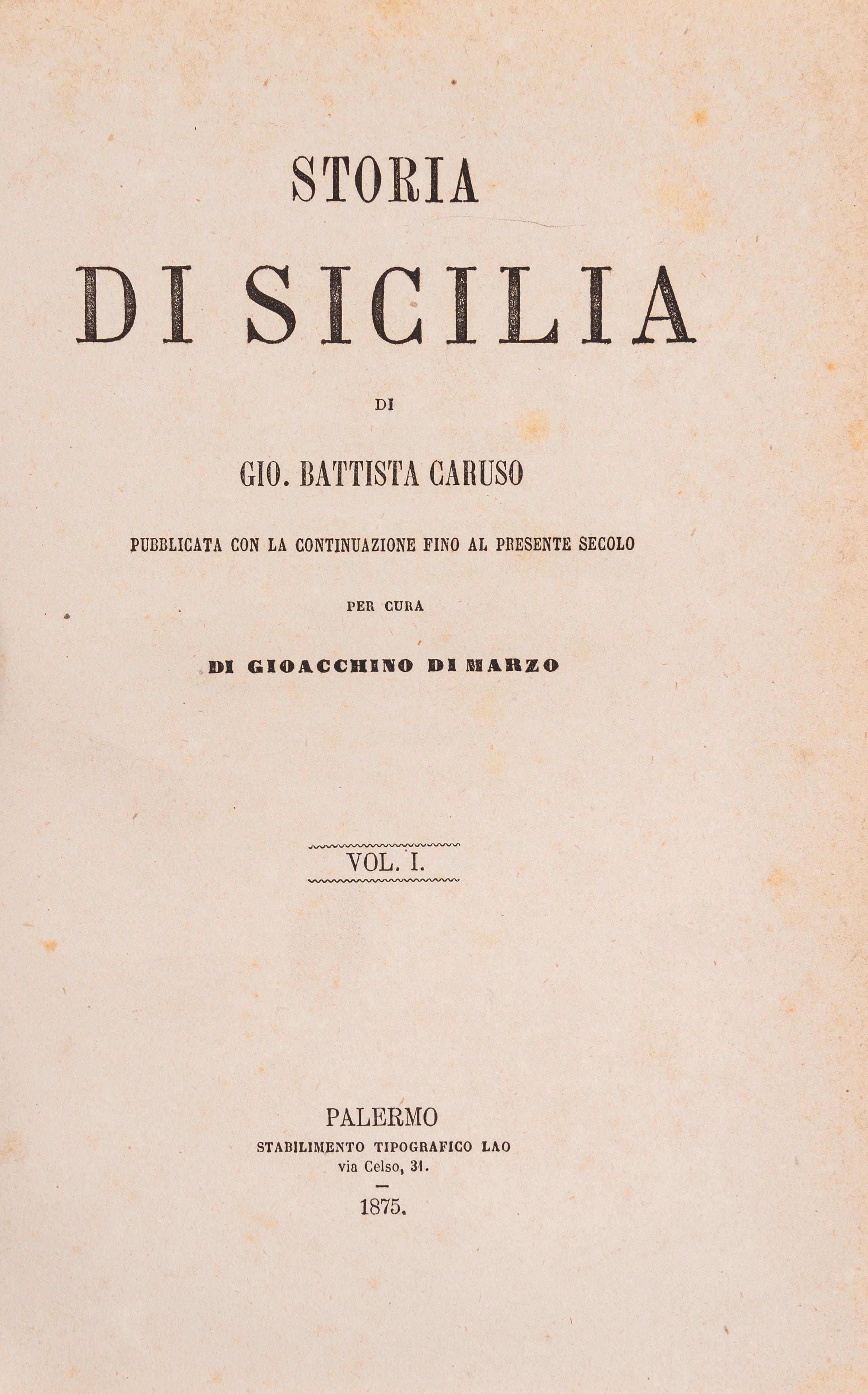 Giovanni Battista Caruso - Storia di Sicilia, 1875, in 4 volumi