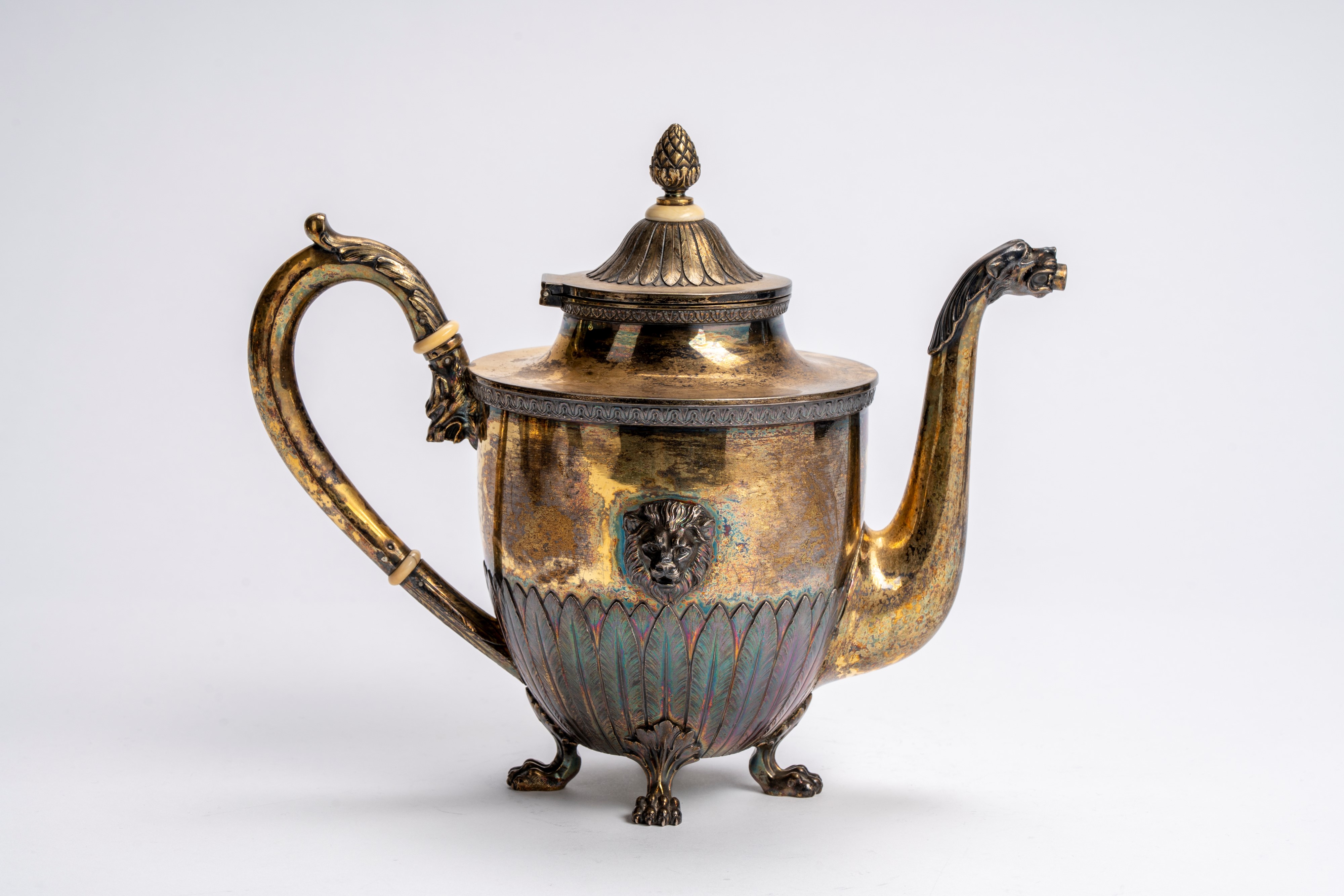 Servizio tè e caffè in argento dorato, Russia, San Pietroburgo, circa 1908