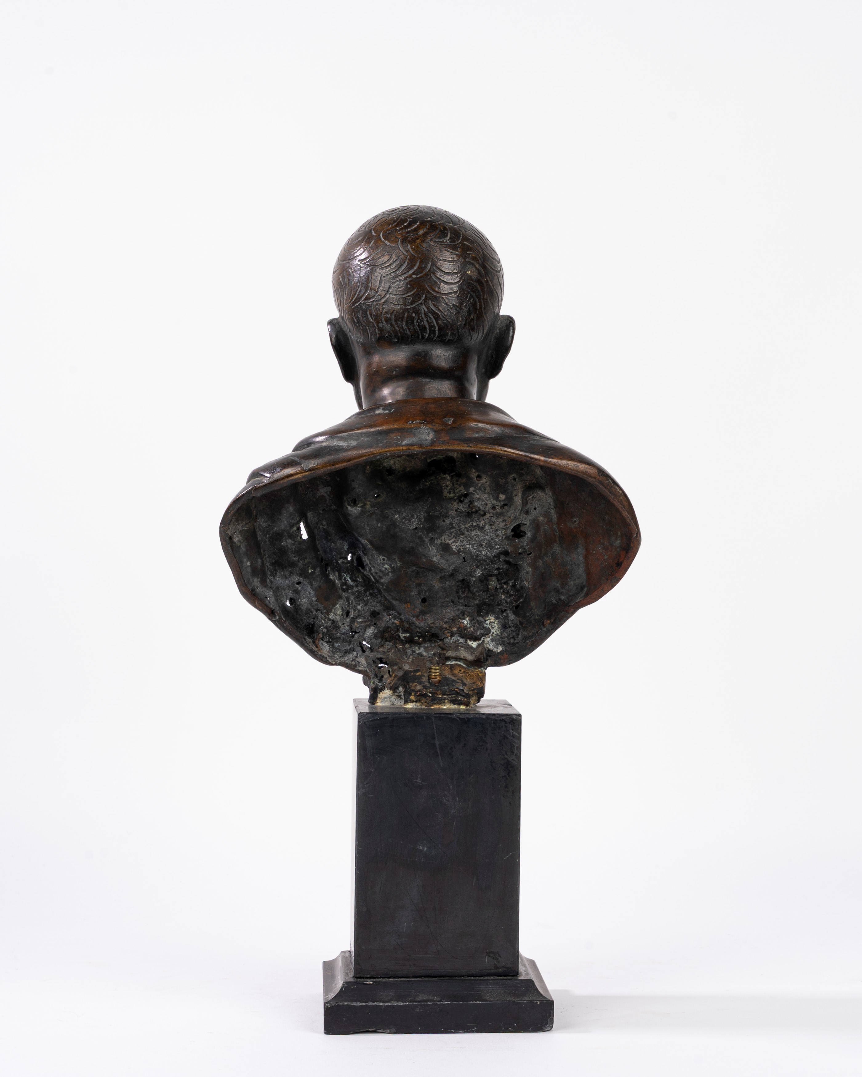 Busto di togato romano, bronzo, secolo XIX