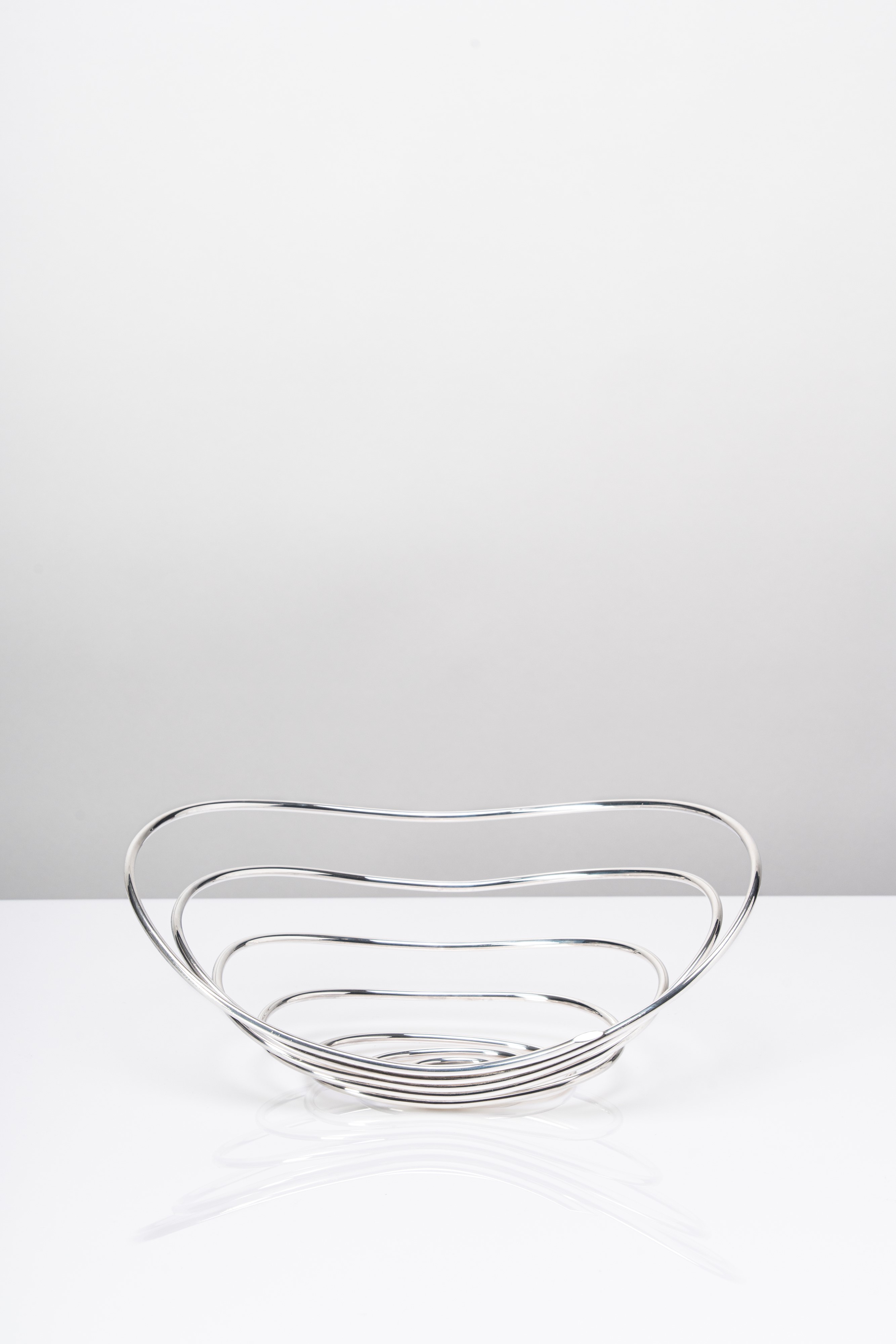 Lino Sabattini - Cestino a spirale in filo metallico argentato