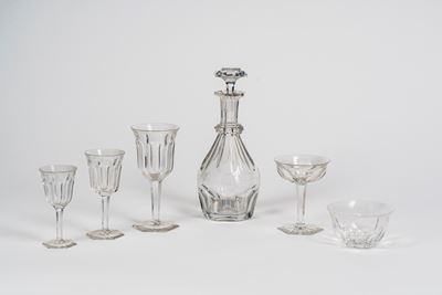 Servizio di Calici in Cristallo Incolore "malmaison". Francia, Baccarat, Seconda Metà del XX Seco...