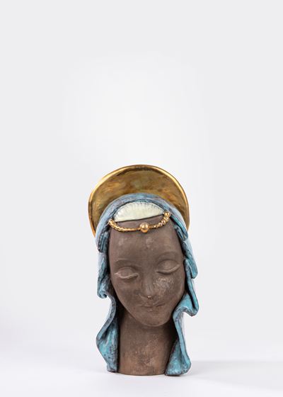 Ugo Zaccagnini, Madonna nera (da un modello di), terracotta parzialmente smaltata e dorata