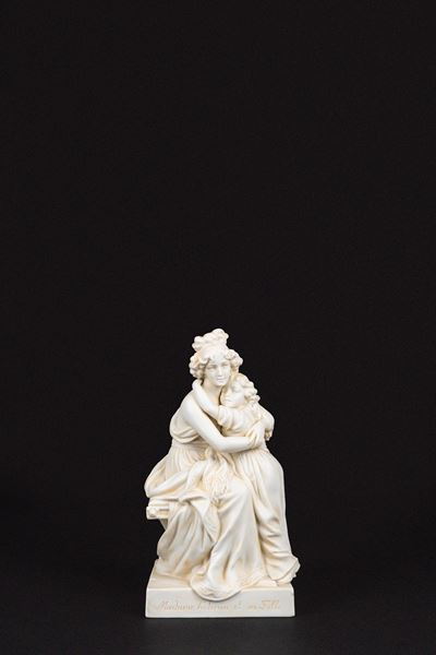 Gruppo scultoreo in biscuit, Madame Le Brun con la figlia (inizio secolo XX)