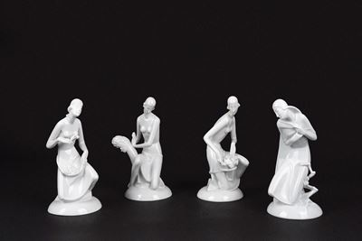 Gerhard Schliepstein, Le Quattro Stagioni, sculture in porcellana bianca