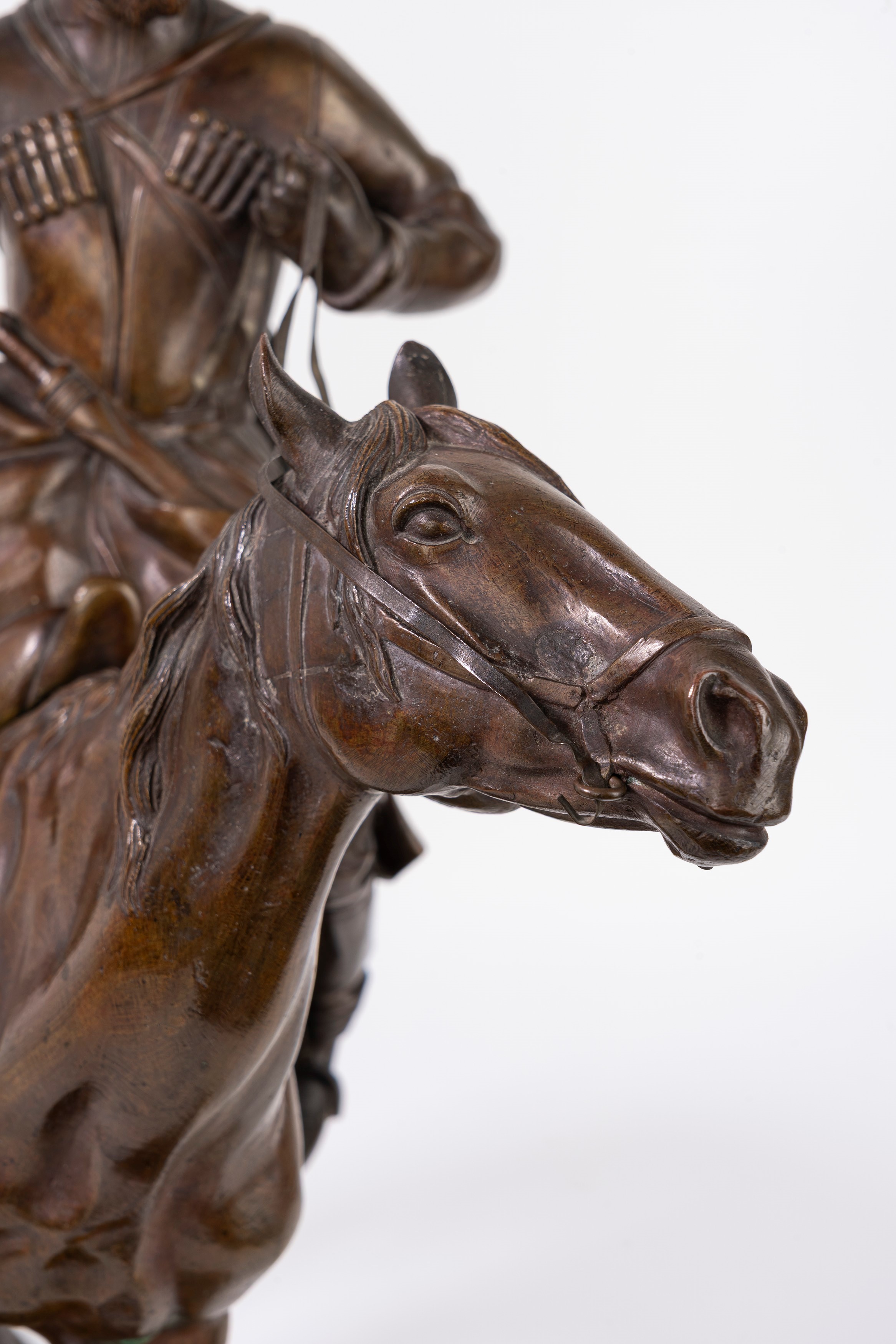 Da Eugéne Alexandrovitch Lanceray - Autore sconosciuto, Cosacco a cavallo, scultura in bronzo