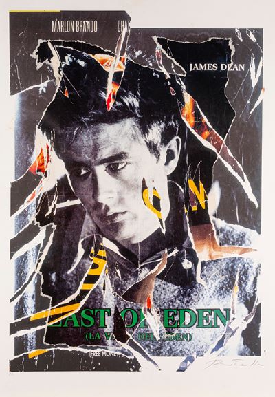 La Valle dell'Eden (James Dean) — serigrafia a colori e collage