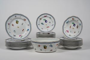 Richard Ginori, secolo XX. Servizio da tavola "Italian fruits" in porcellana