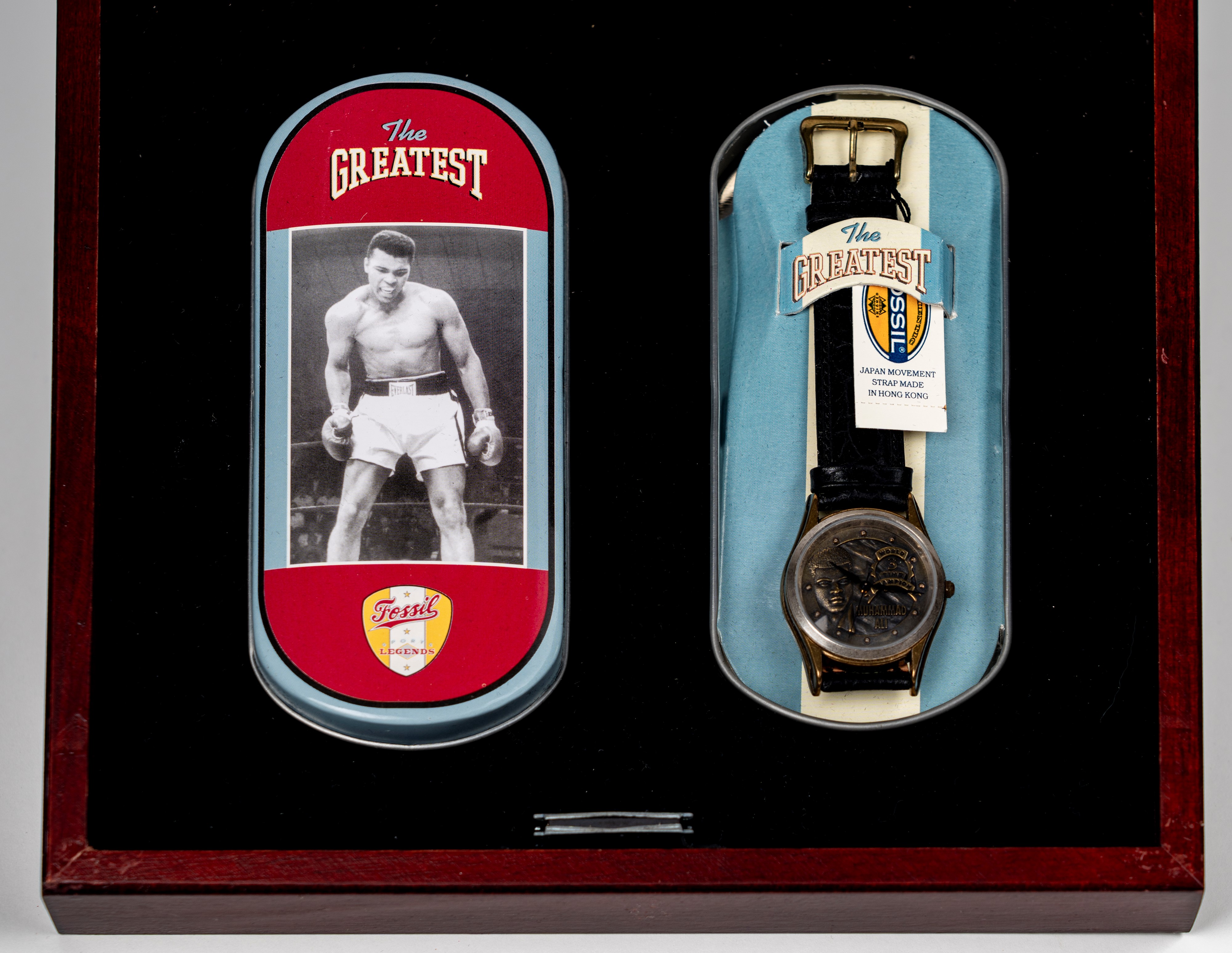 Muhammad Ali - Set orologio Fossil con foto autografata - A tiratura limitata - 1993