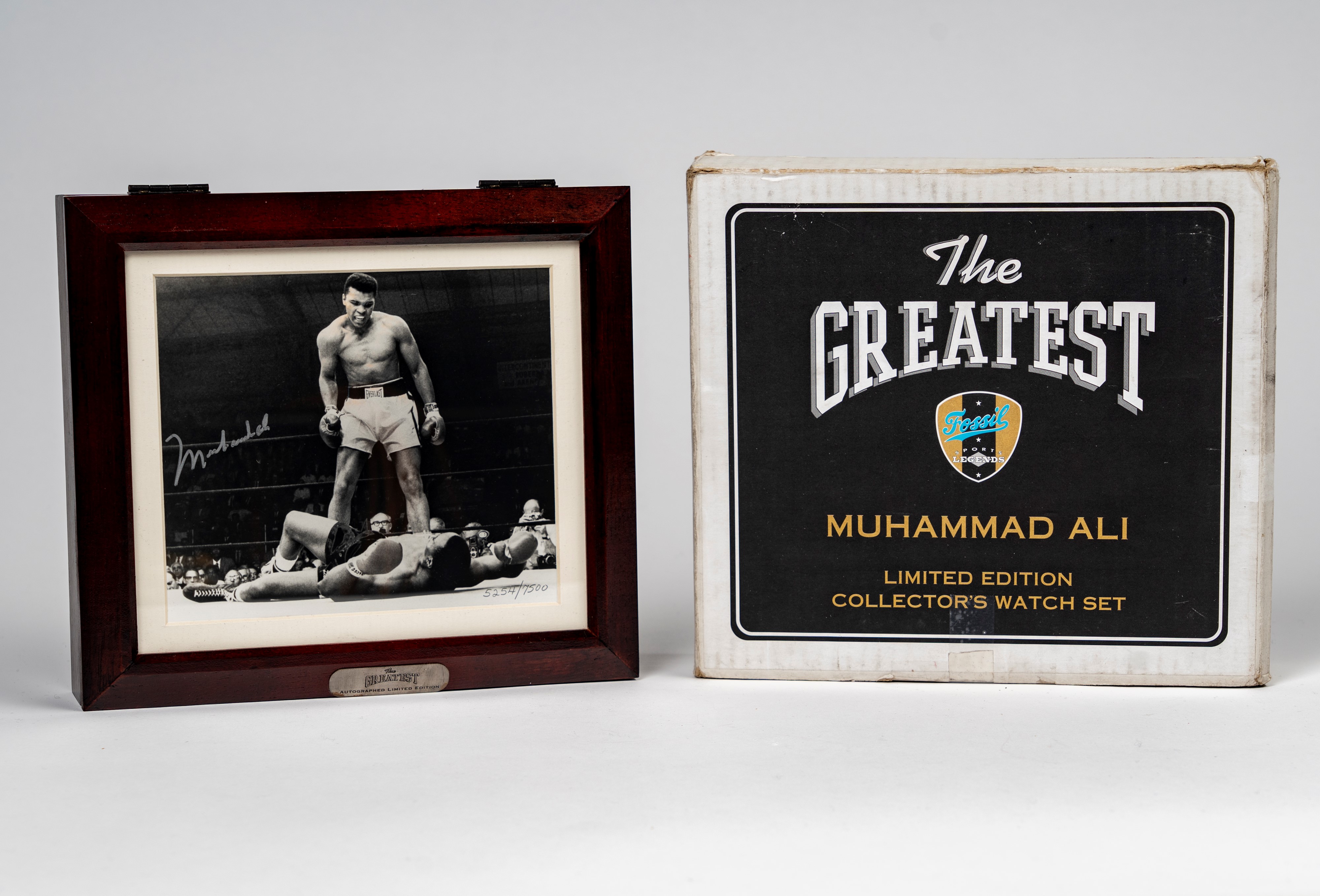 Muhammad Ali - Set orologio Fossil con foto autografata - A tiratura limitata - 1993