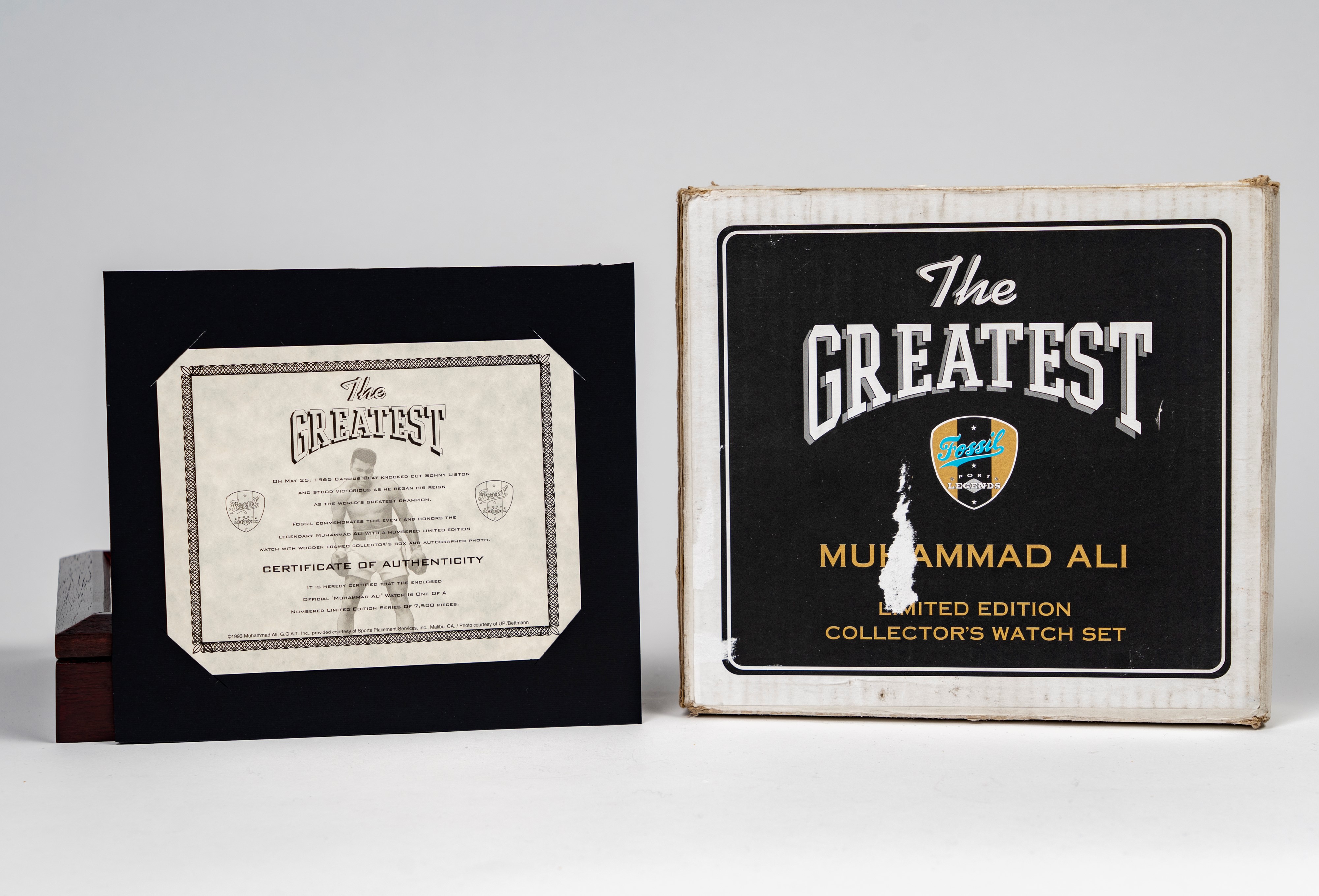 Muhammad Ali - Set orologio Fossil con foto autografata - A tiratura limitata - 1993