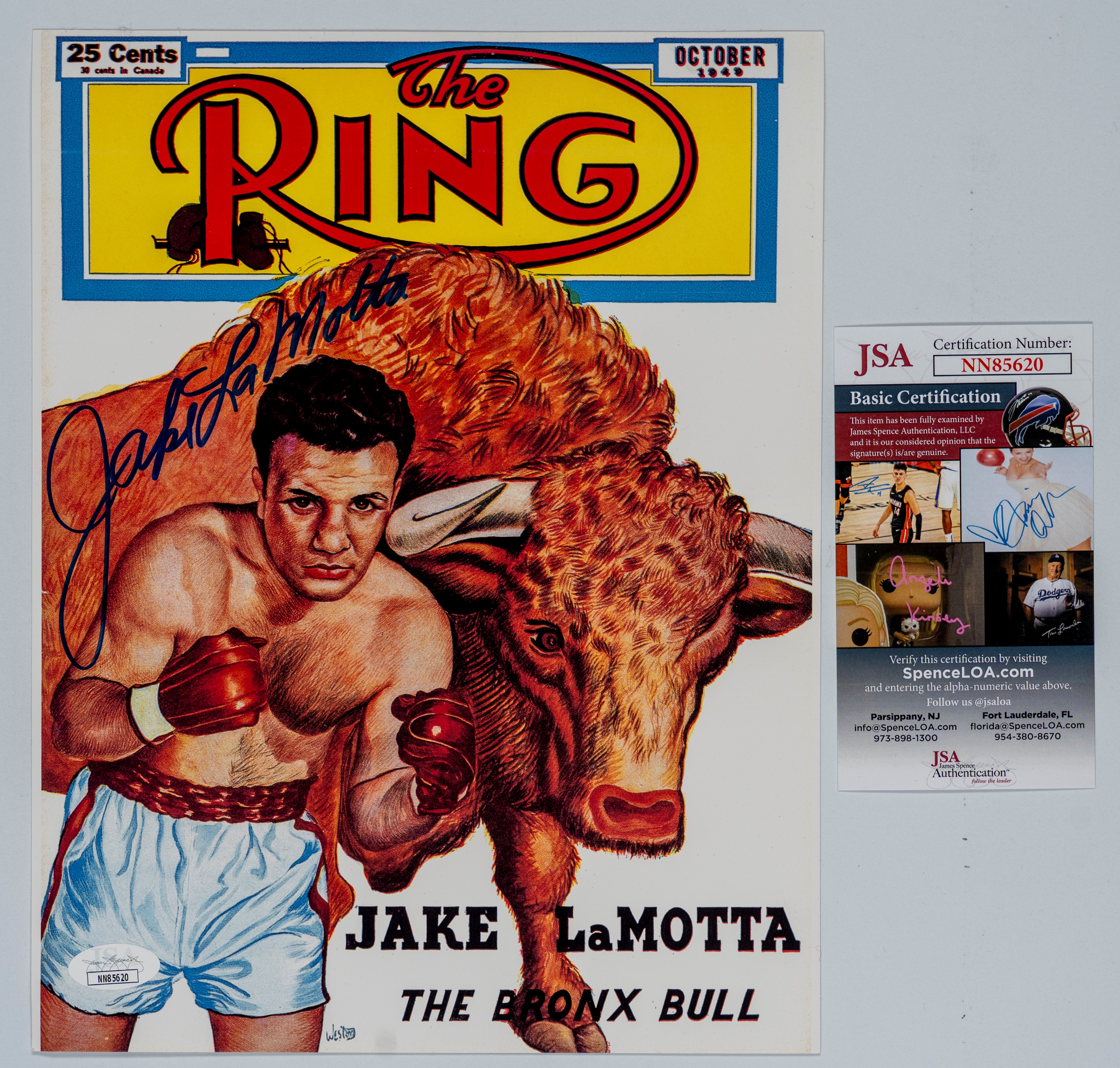 Jake LaMotta - Toro scatenato - Foto autografata - 21,5x 20 cm (8”x10” inch) - Cer. JSA