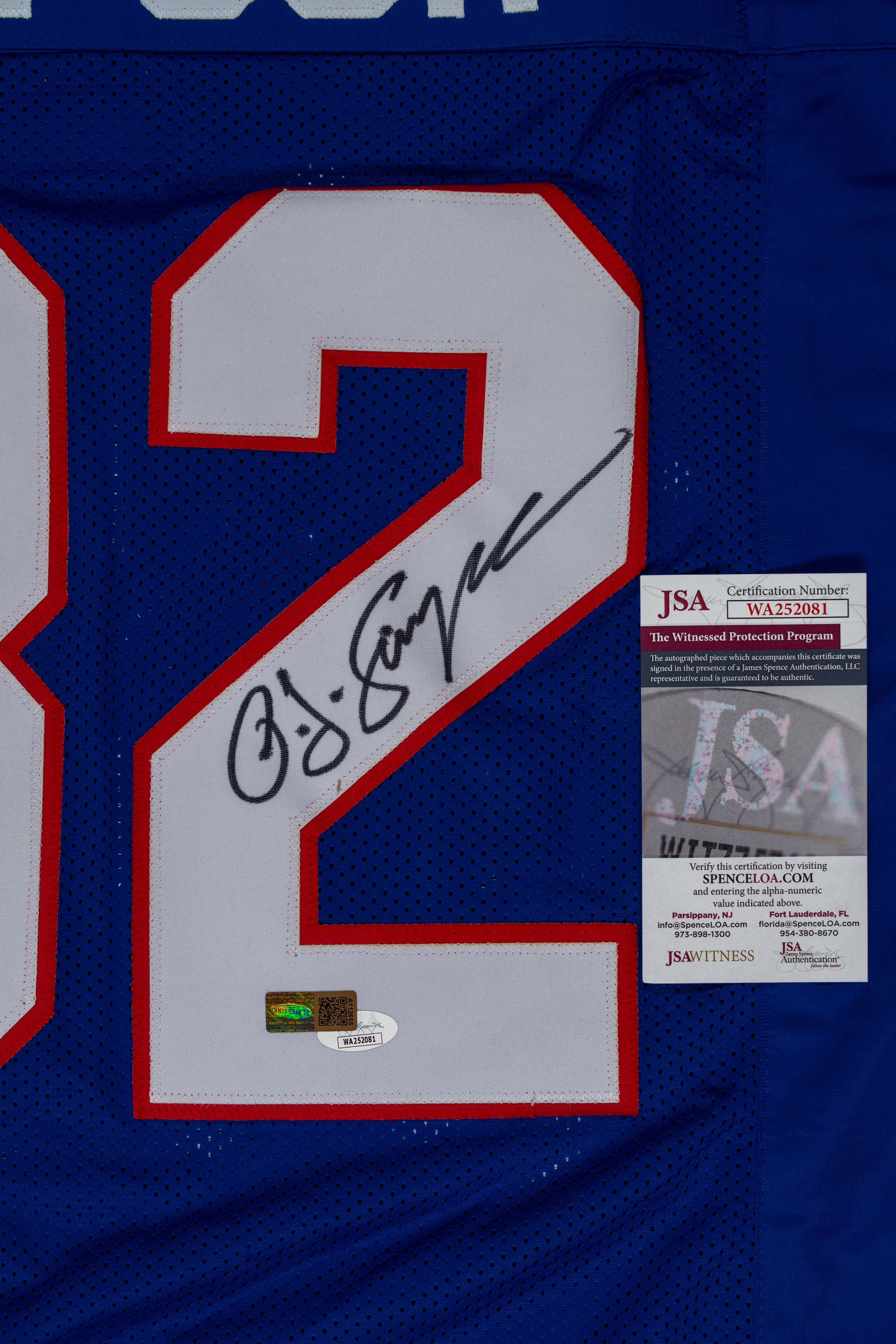 O.J. Simpson - Maglia autografata - Buffalo Bills - Cert. JSA