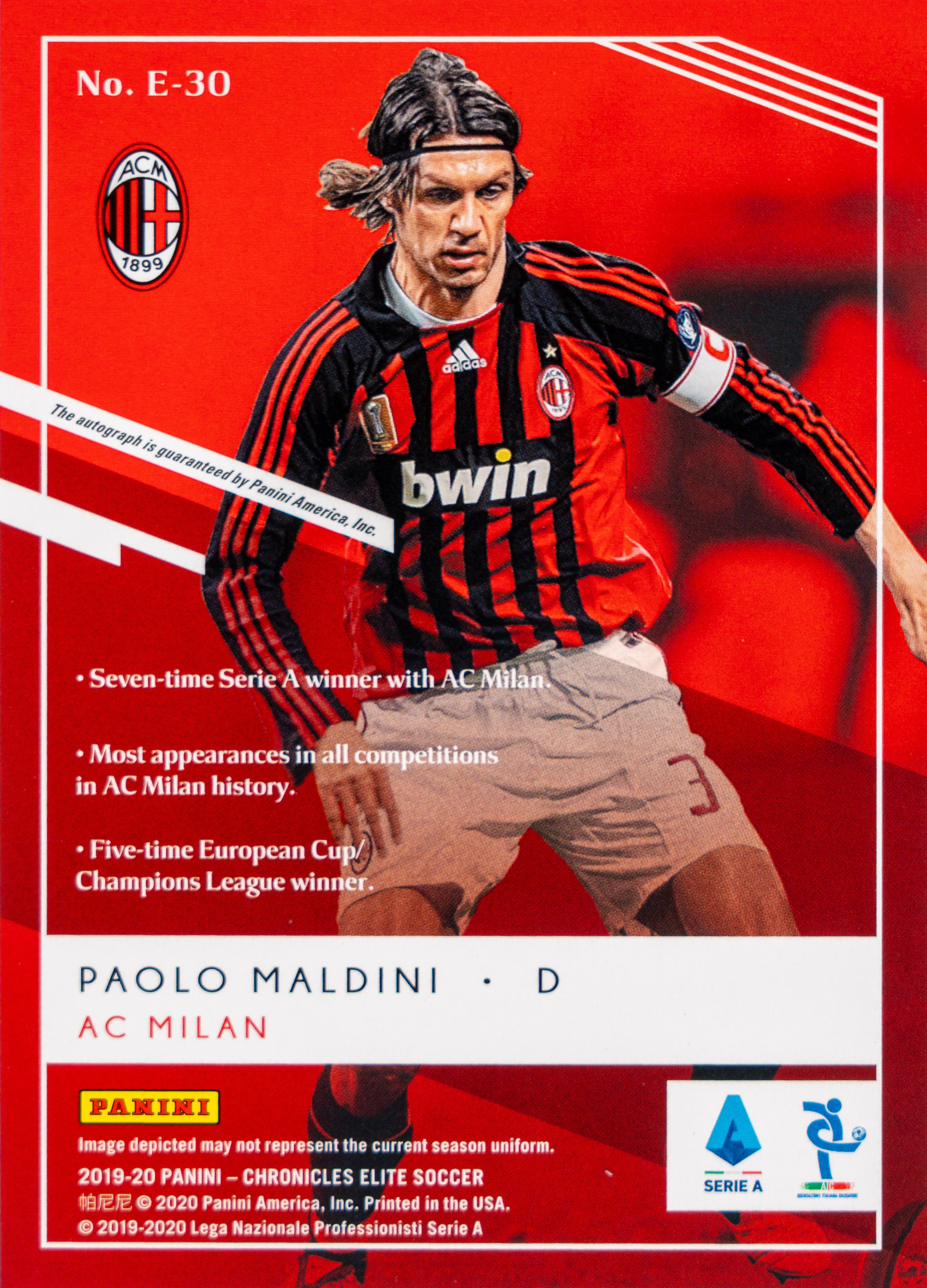 Paolo Maldini - Card autografata - Milan - Panini Chronicles 2019/2020