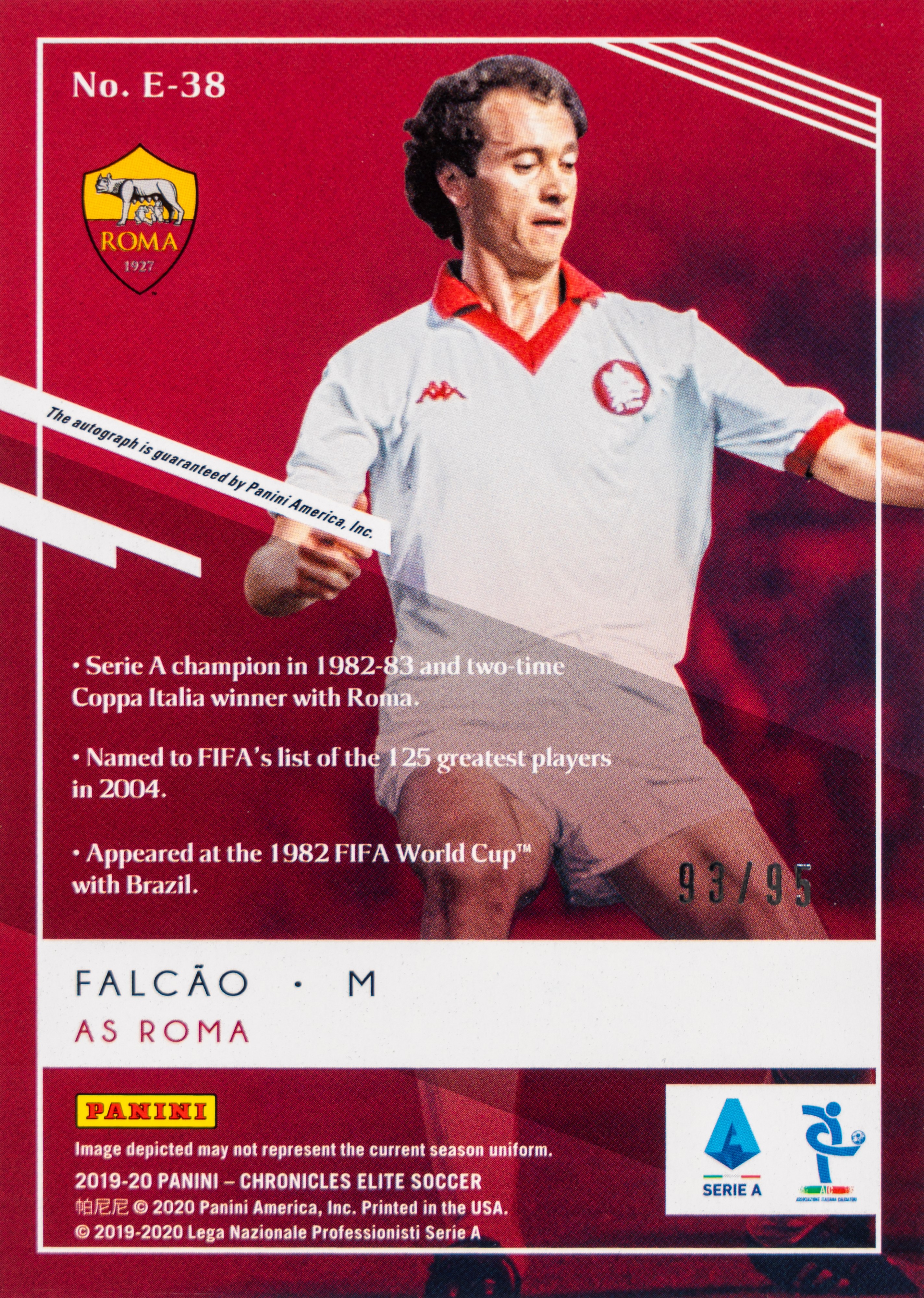 Falcao - Roma - Card autografata - Panini Chronicles Elite Aspirations 2019/20 - Numerata su 95