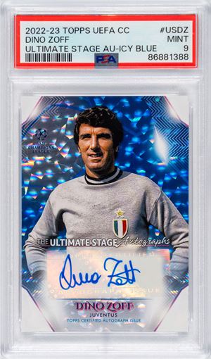 Dino Zoff - Signed Card - Juventus - Topps Uefa CC - PSA 9 - Numbered out of 99