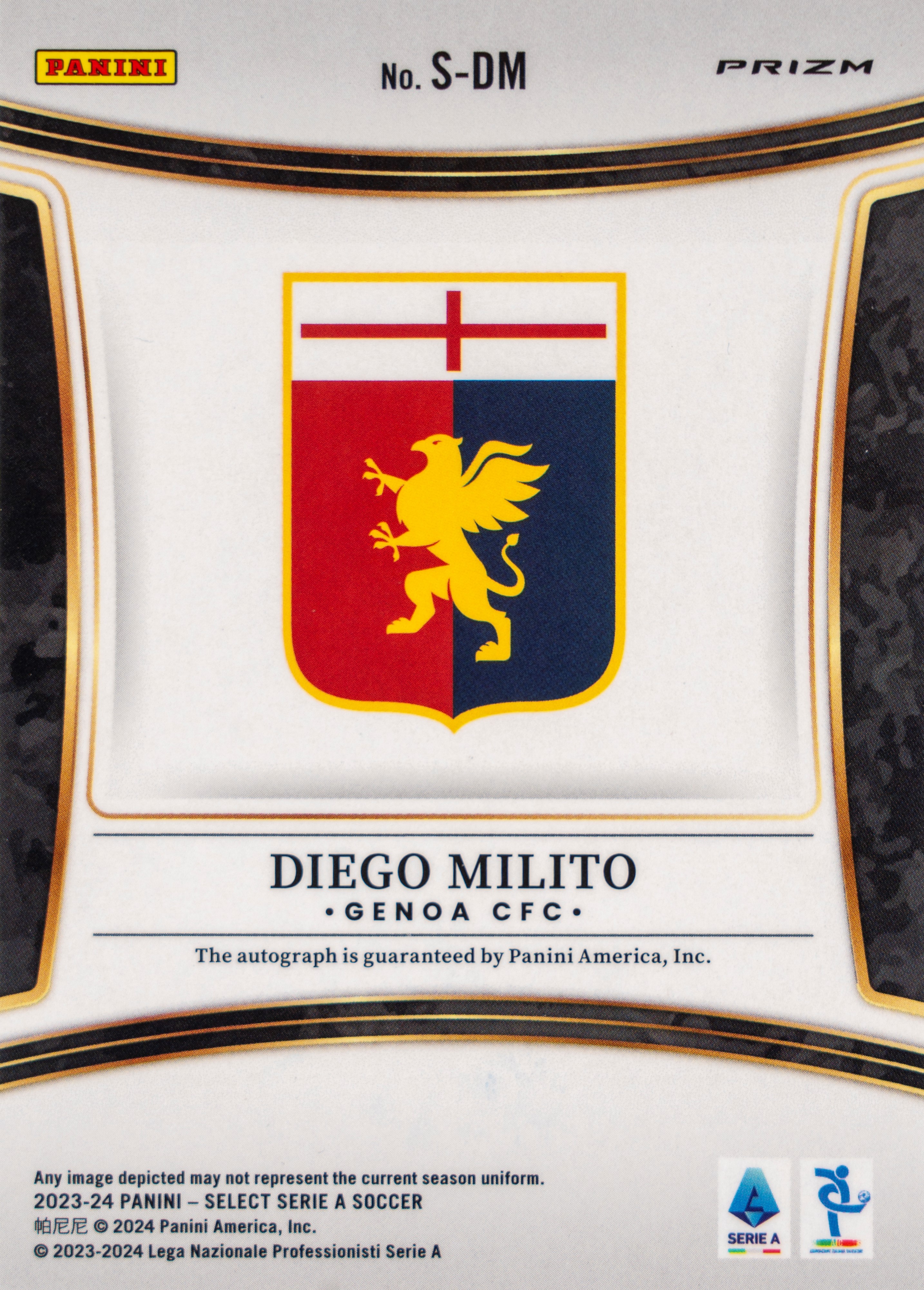 Diego Milito - Card autografata - Genoa - Panini Select Serie A Soccer