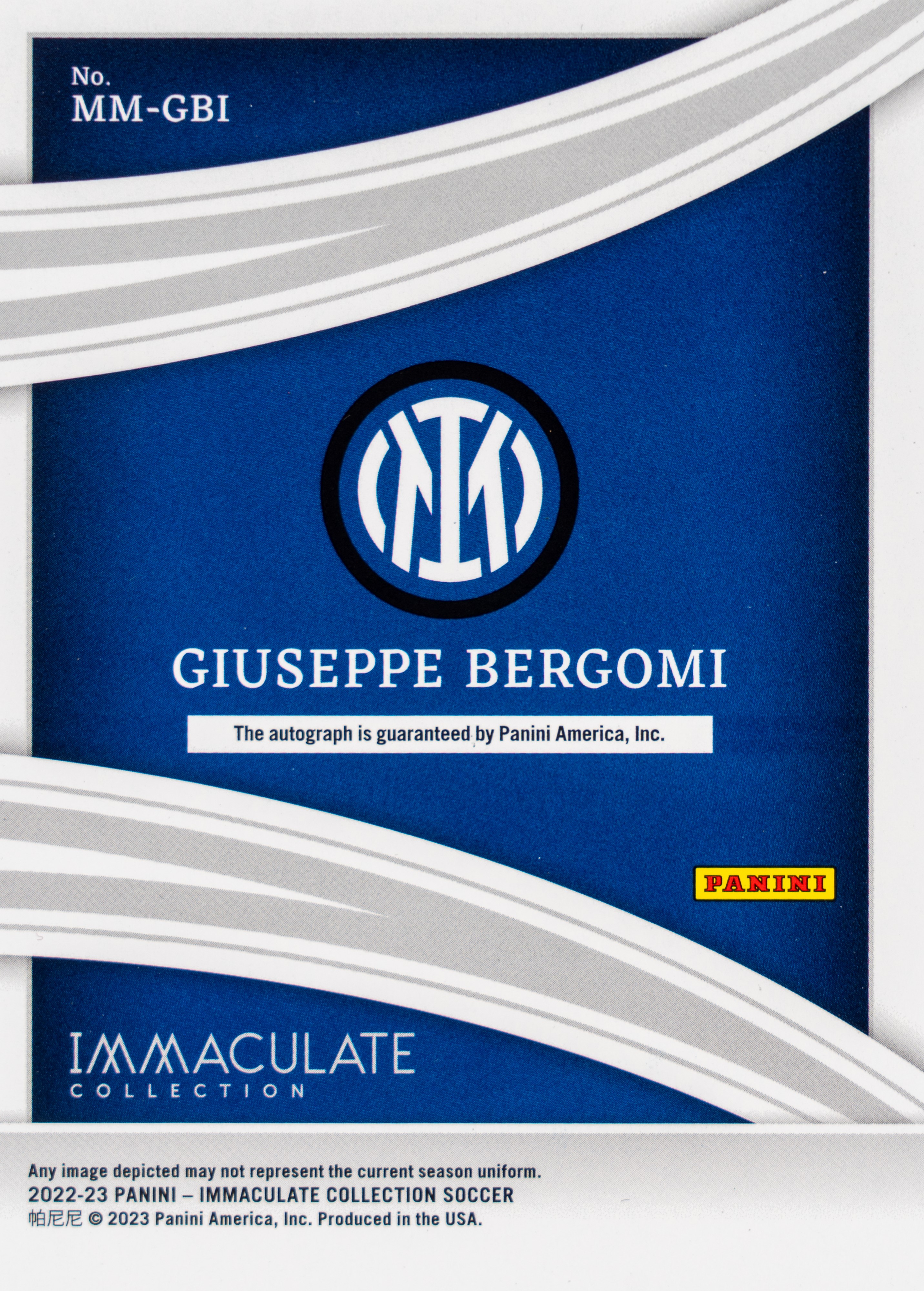 Giuseppe Bergomi - Card autografata - Inter - Panini Immaculate Collection Soccer