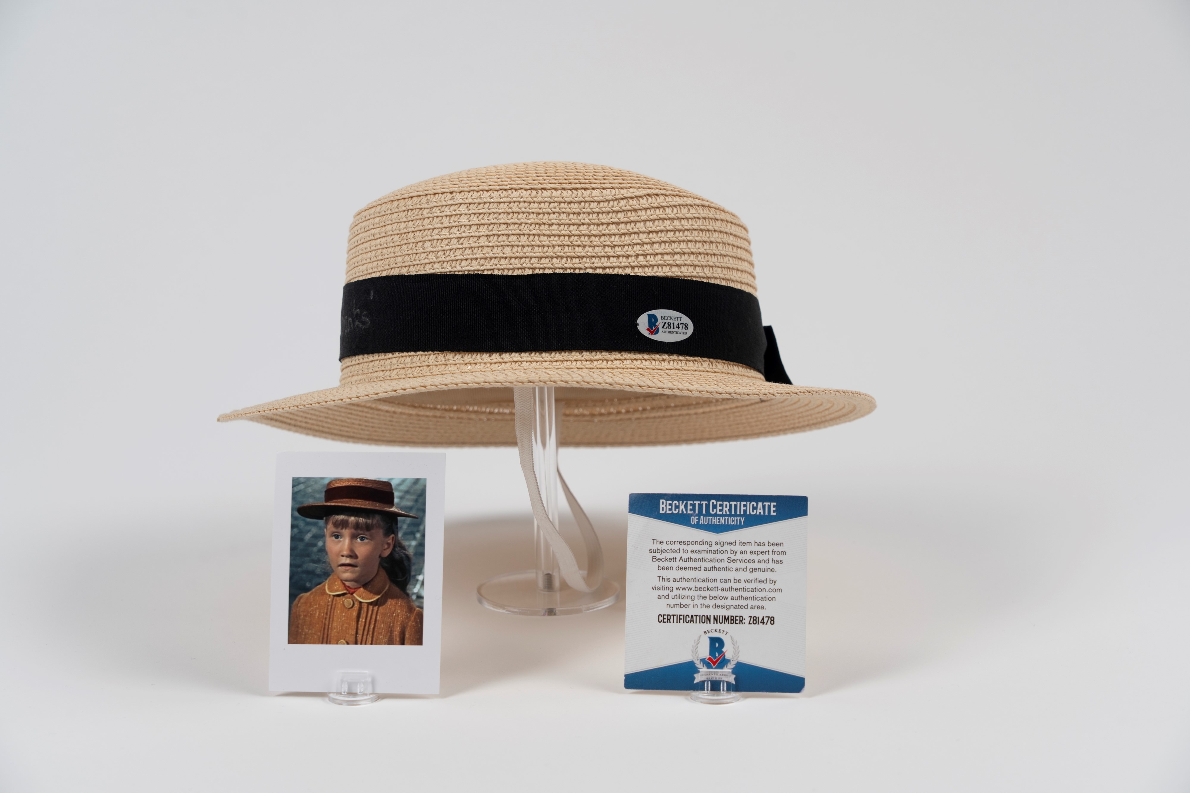 Karen Dotrice - Cappello autografato - Mary Poppins - Jane Banks - Cert. Beckett