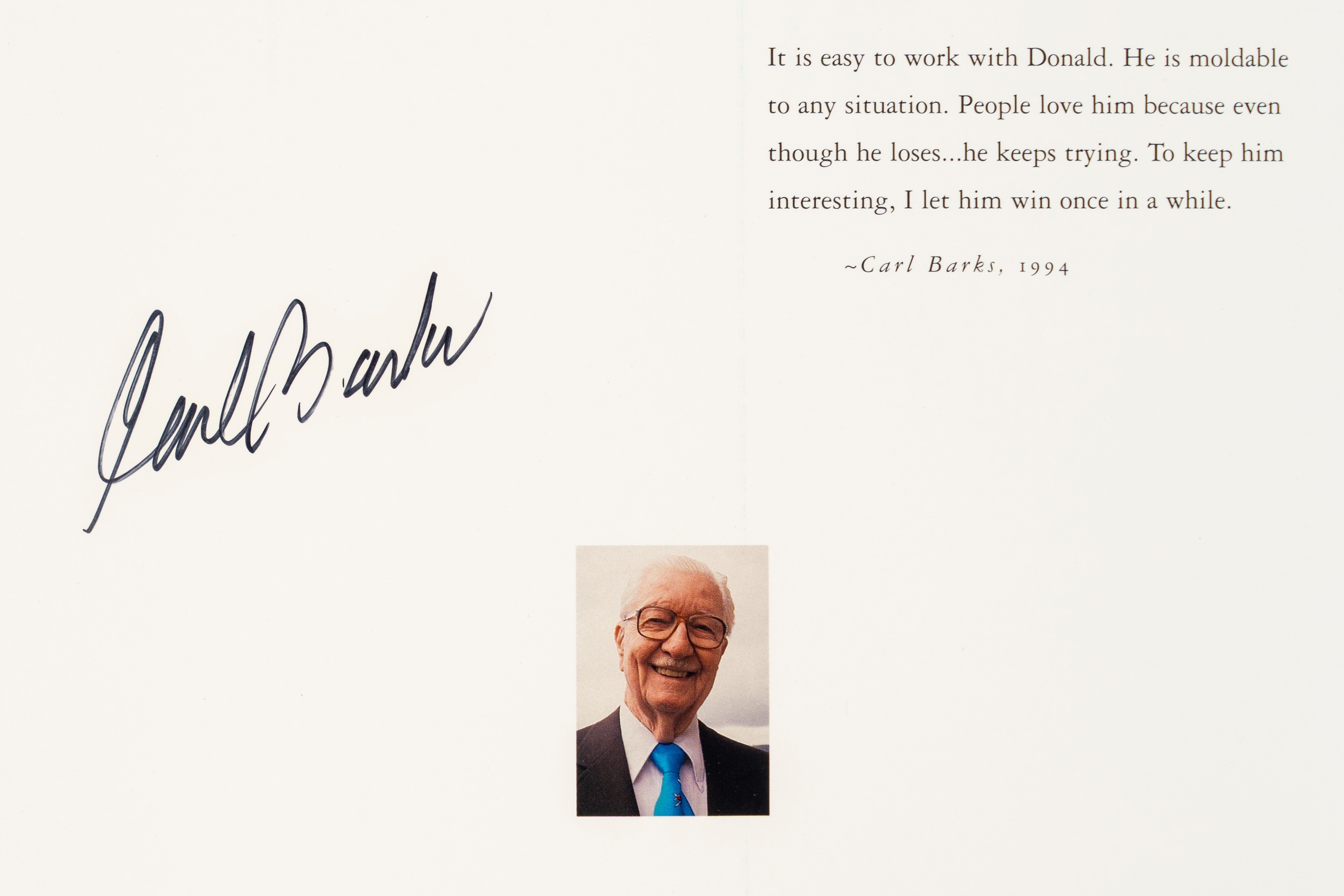 Carl Barks - Depliant pubblicitario autografato - "Surprise Party at Memory Pond" - Disney - 51x2...