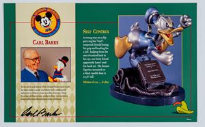 Carl Barks - Depliant pubblicitario autografato - "Self Control" - Disney - 27x16 cm
