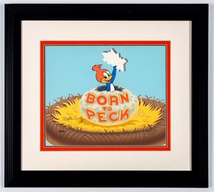Walter Lantz - Sericel autografato - Woody Woodpecker - Born to peck - Tiratura di 300 esemplari