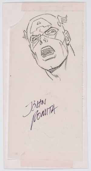 John Romita Sr. - Bozzetto originale -  Captain America - 17x8 cm