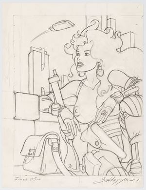 Roberto Baldazzini - Originale a matita - Ines - 23x29 cm