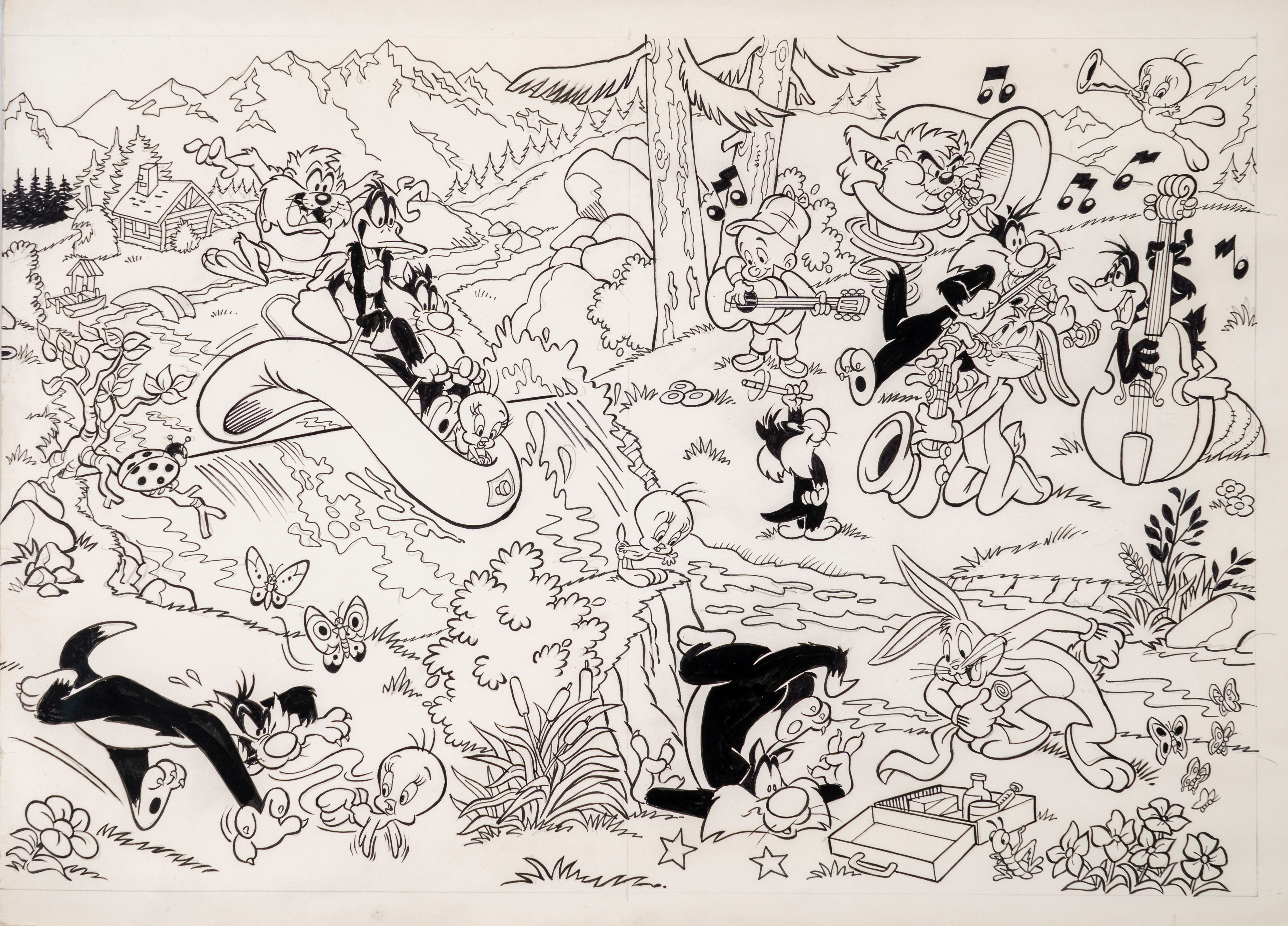 Moreno Chistè - Illustrazione originale - Topolino, Paperino - Disney - 30x21 cm