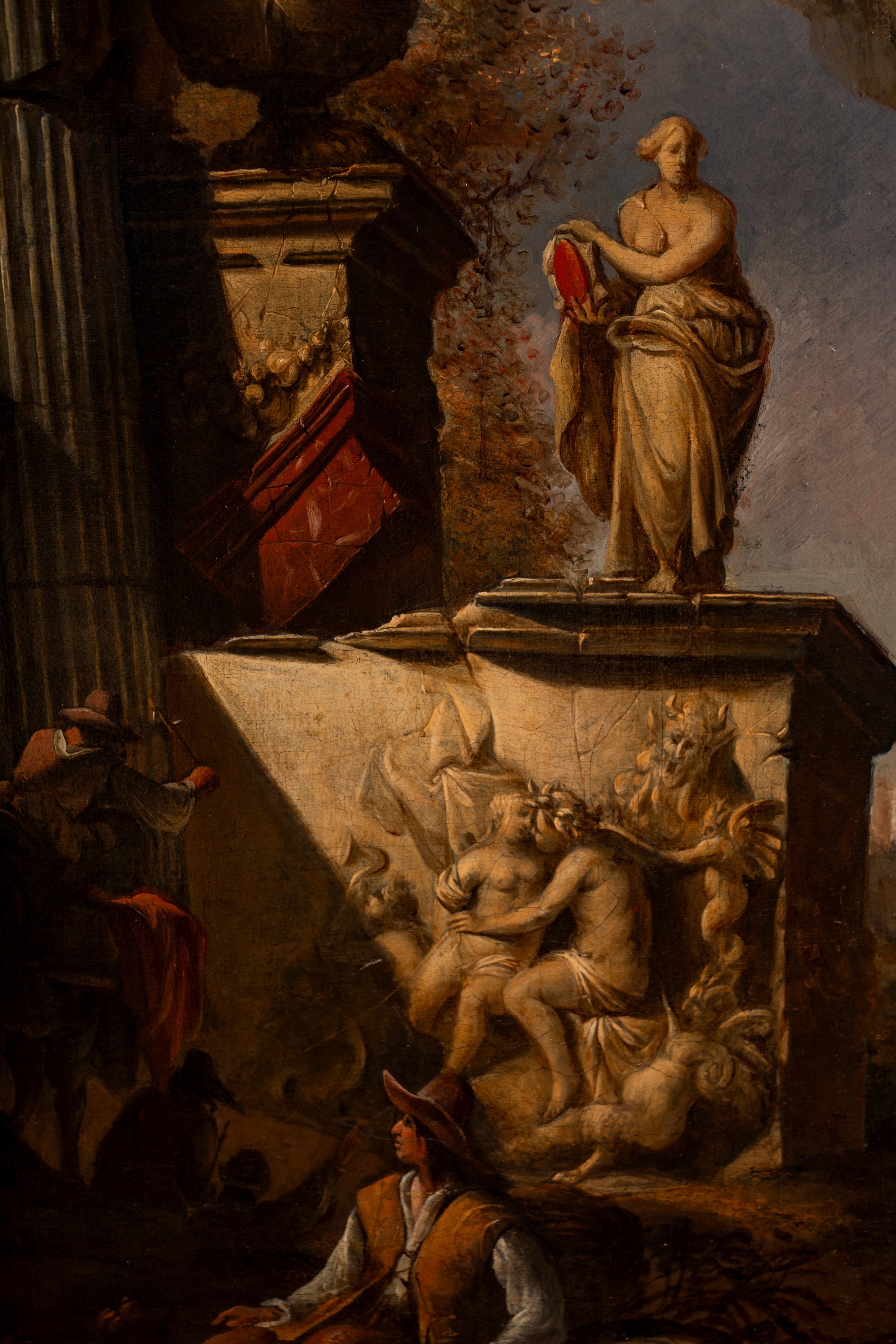Artista Nordico Attivo a Roma, Seconda Metà del Secolo XVII - Capriccio Architettonico con Figure