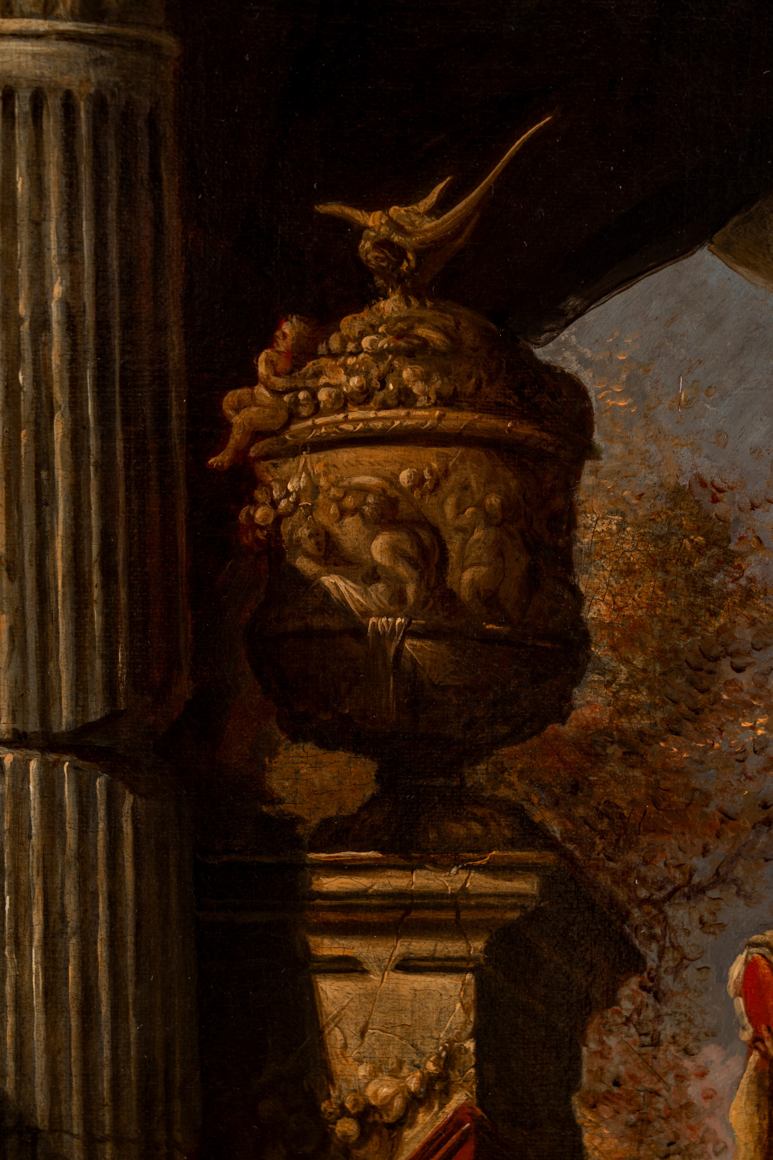 Artista Nordico Attivo a Roma, Seconda Metà del Secolo XVII - Capriccio Architettonico con Figure