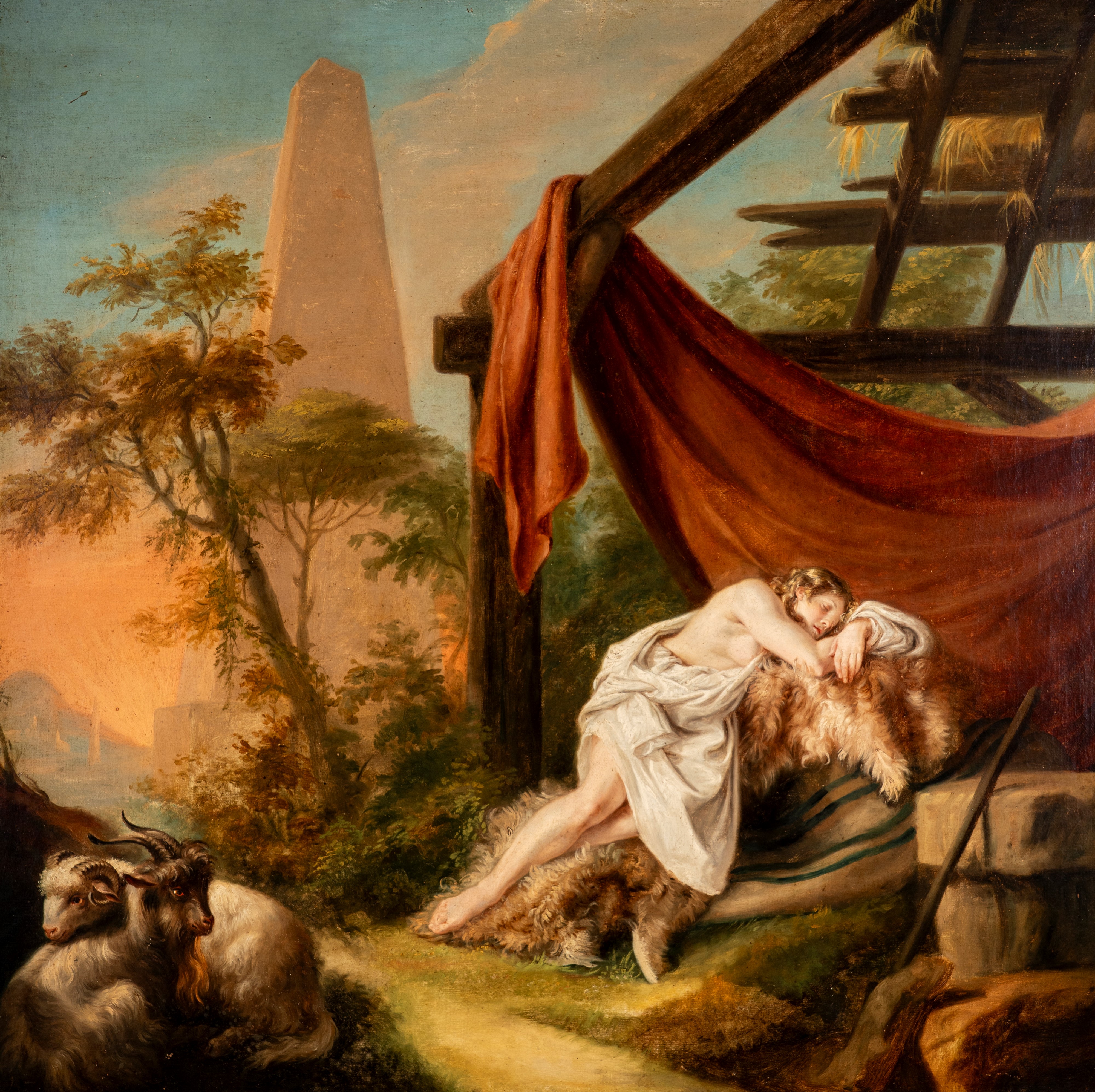 Scuola Dell'italia Meridionale, Secolo XVIII - Paesaggio con ninfa dormiente, olio su tela