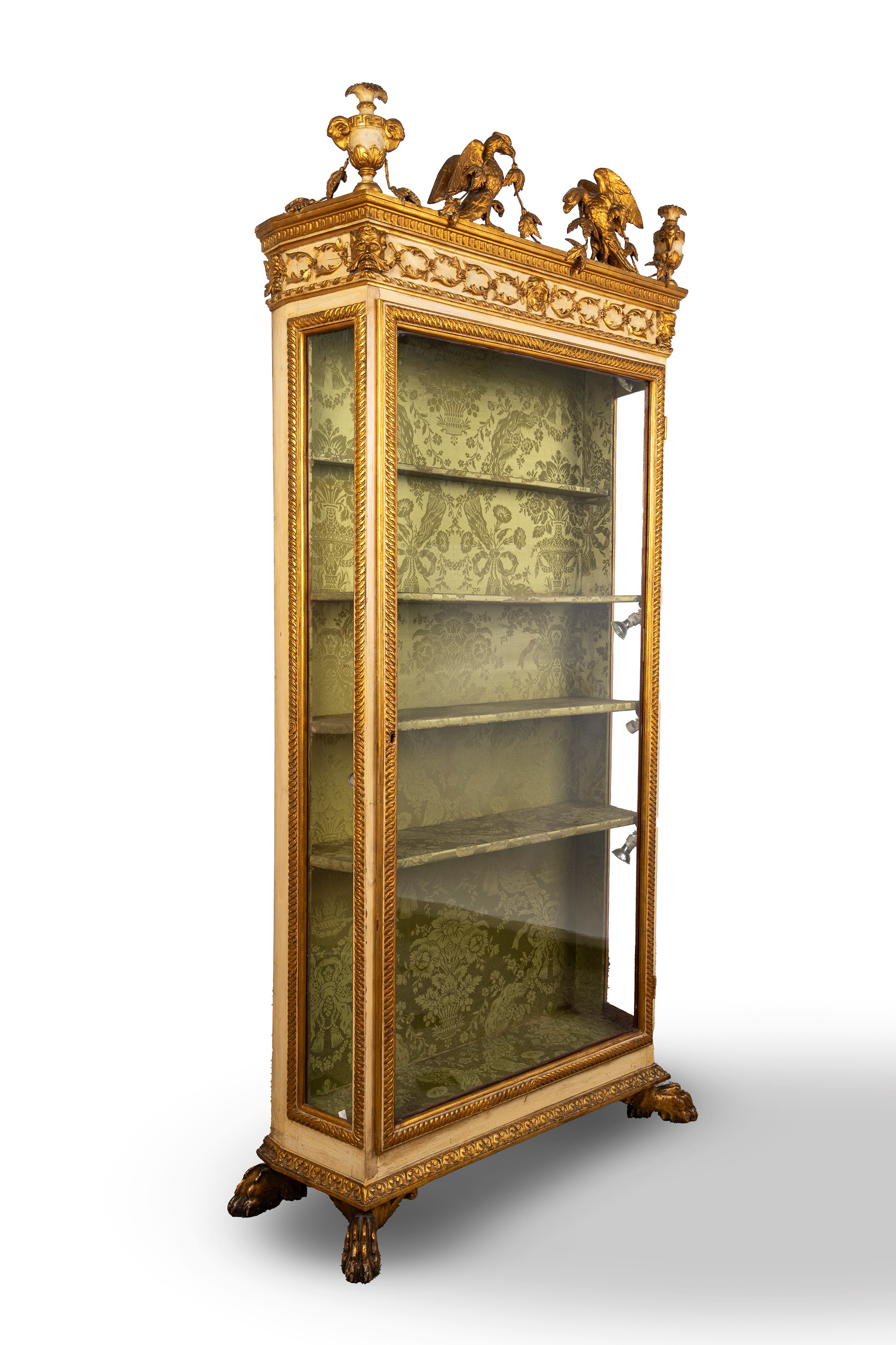Vetrina in stile Impero, legno laccato e dorato, fine XIX - inizio XX secolo